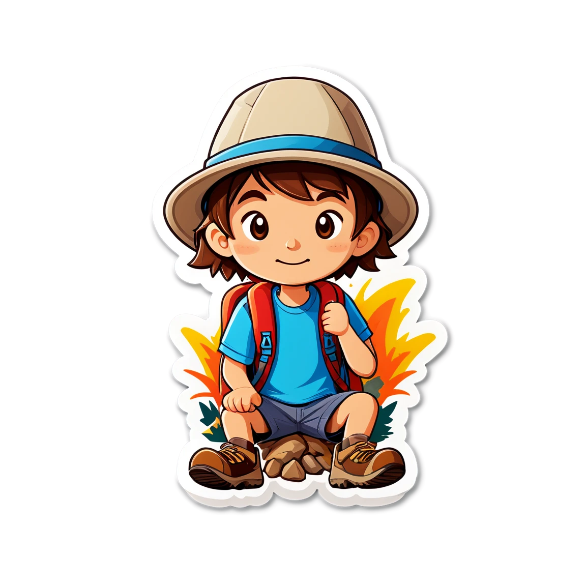 Camping wearing a hat, camping sticker