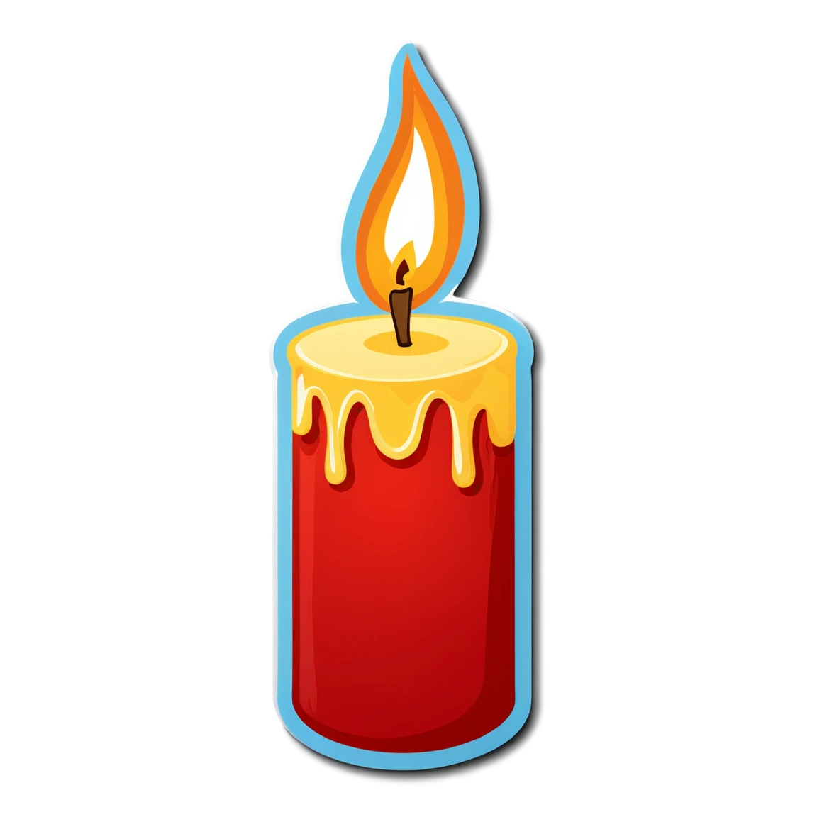 Candle sticker, lit candle