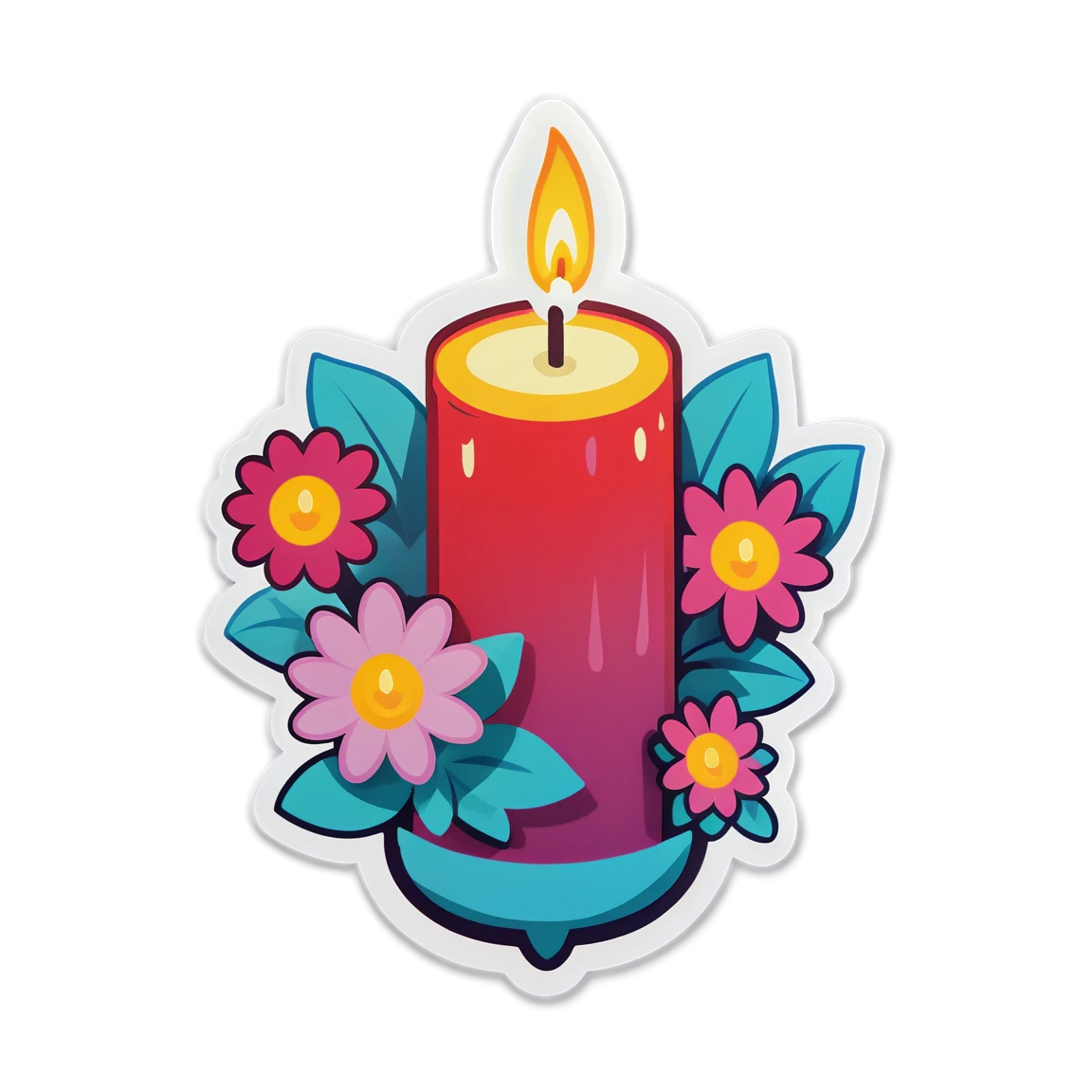 Candle sticker, with flowers