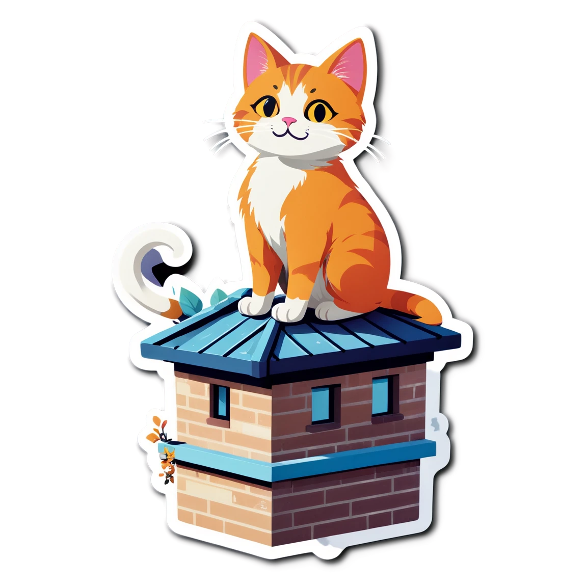 Cat walking on the ceiling, cat sticker