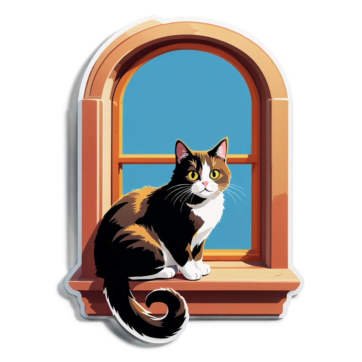 Cat on a window, cat sticker