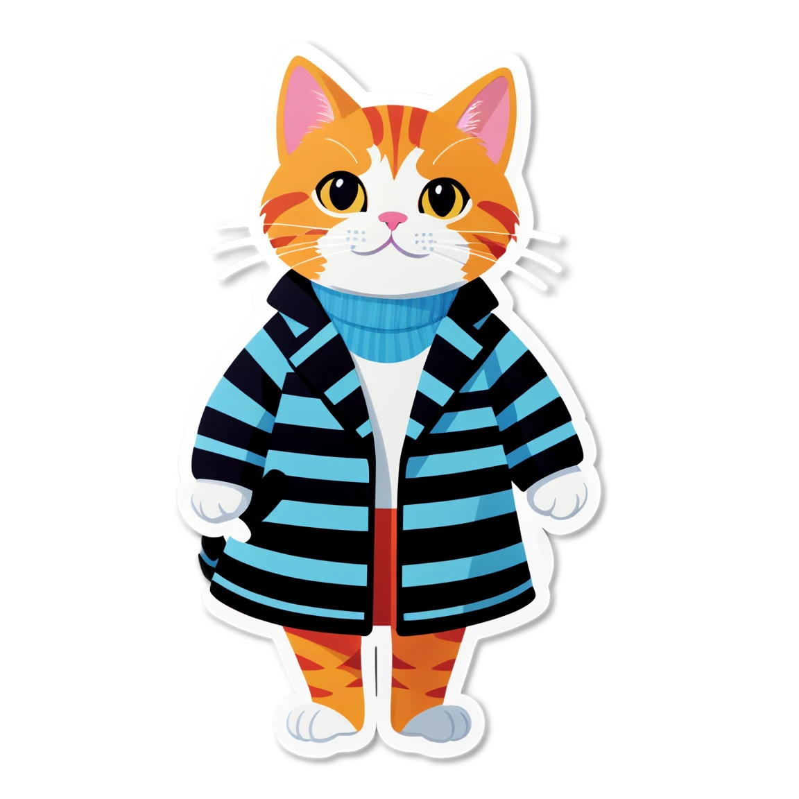 Cat in a coat, cat sticker