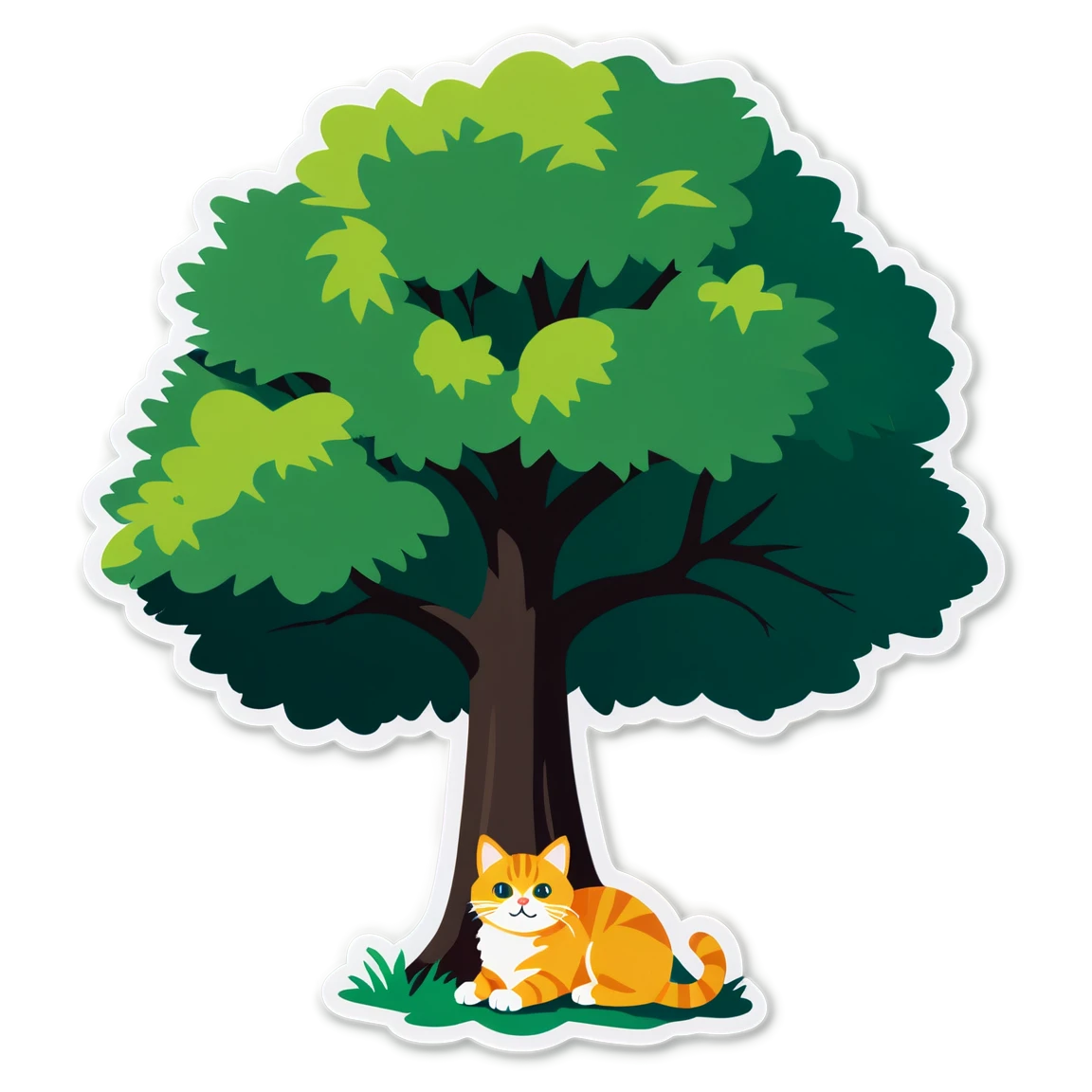 Cat resting by a tree, cat sticker