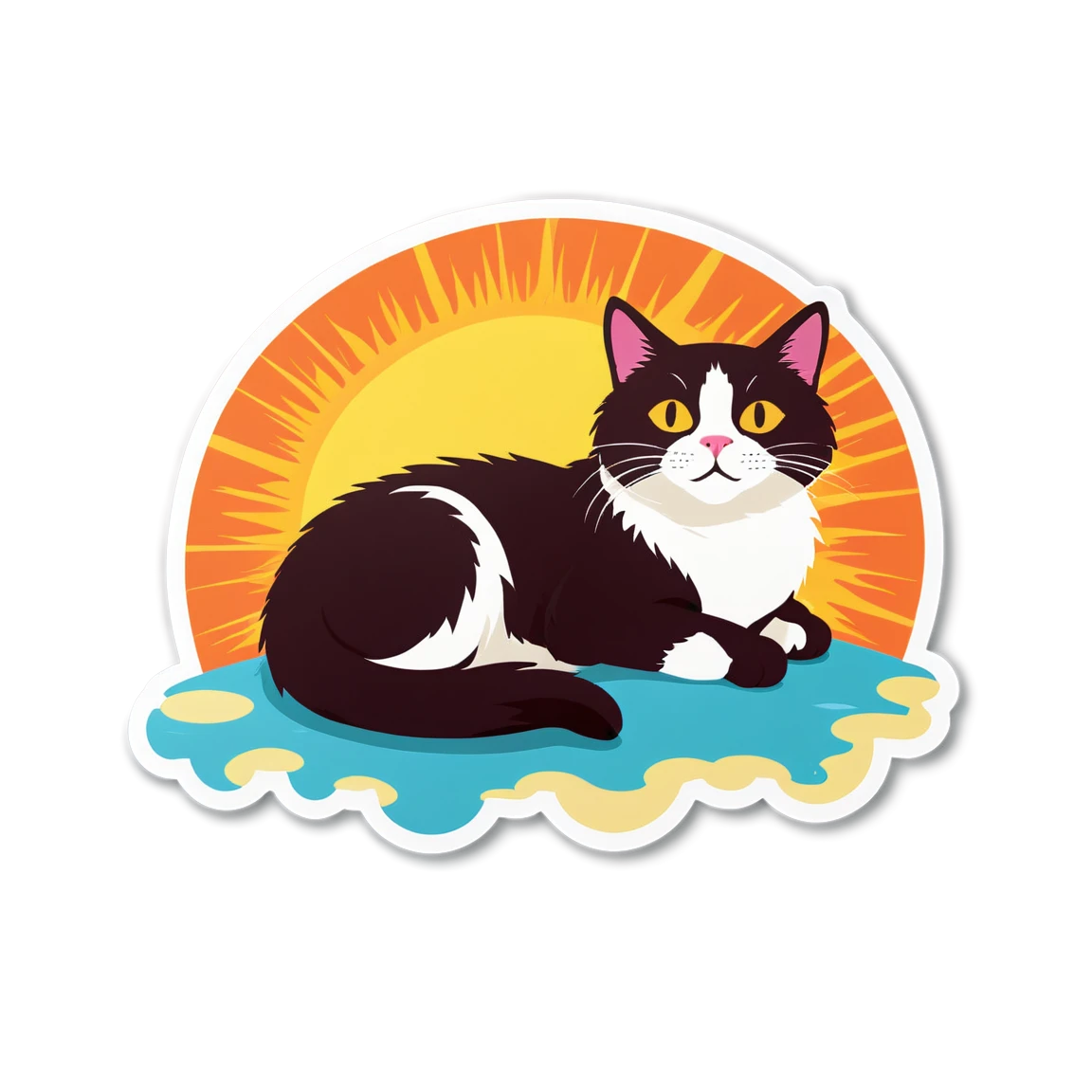 Cat in the sunset, cat sticker