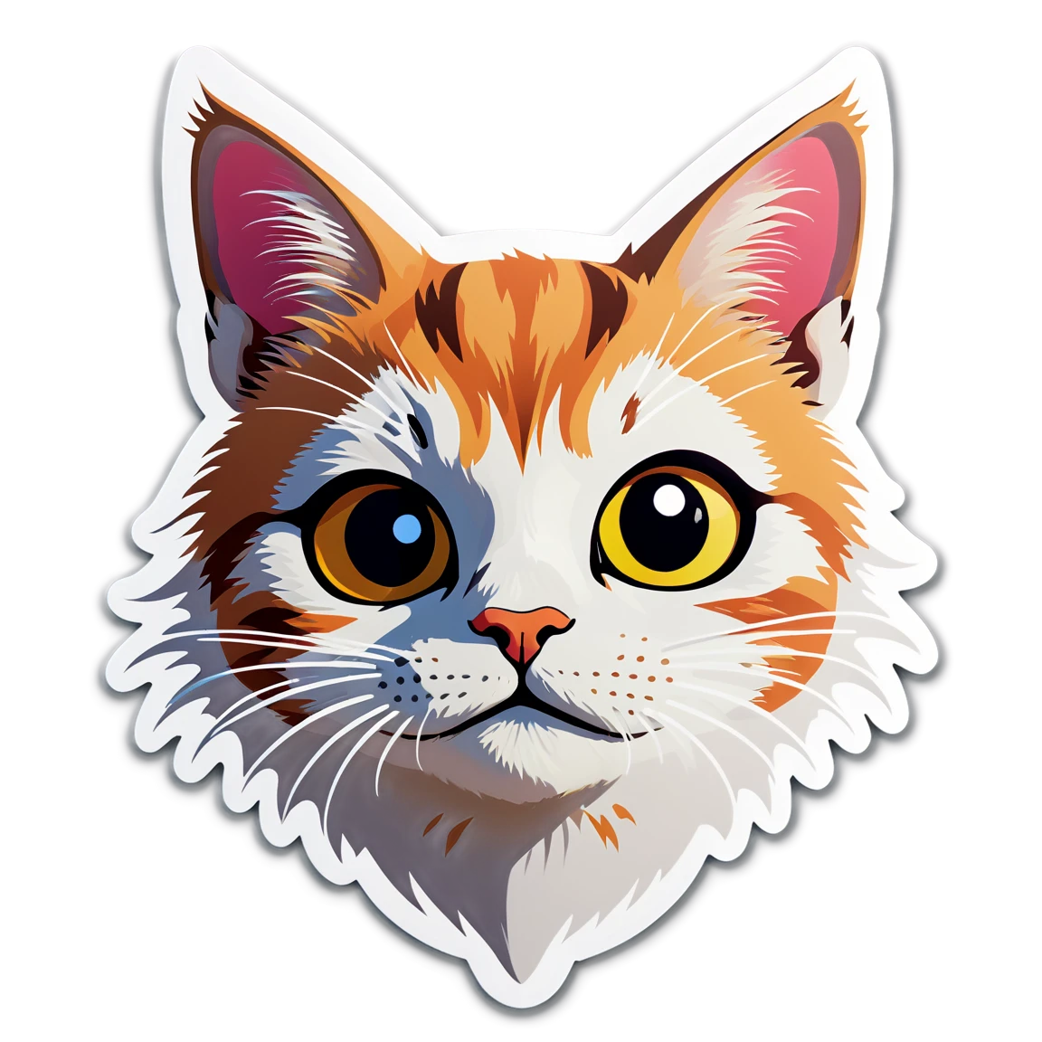 Light-colored cat, cat face, cat sticker, cat face sticker