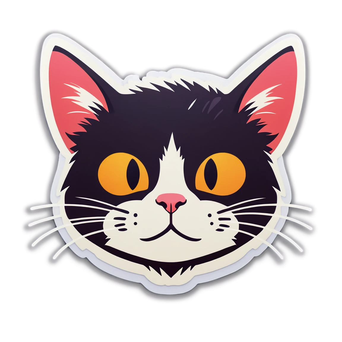 Black cat, cat face, cat sticker, cat face sticker