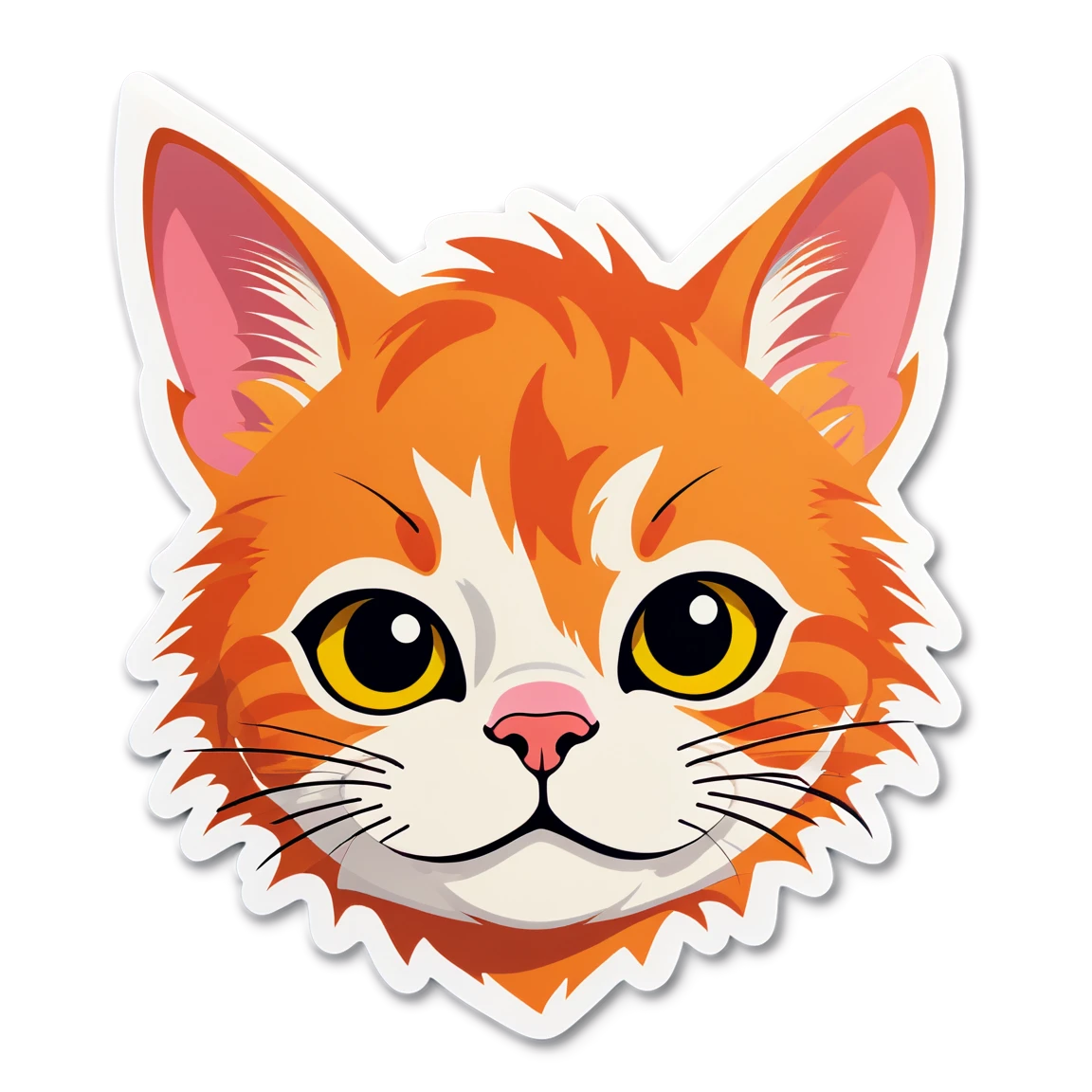 Orange cat, cat face, cat sticker, cat face sticker