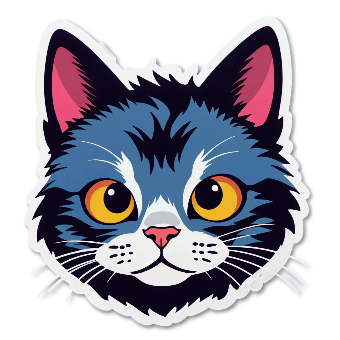 Gray cat, cat face, cat sticker, cat face sticker