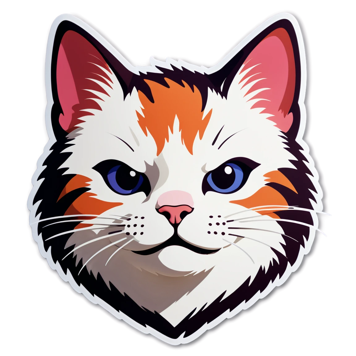 Multi-color, orange cat, cat face, cat sticker, cat face sticker