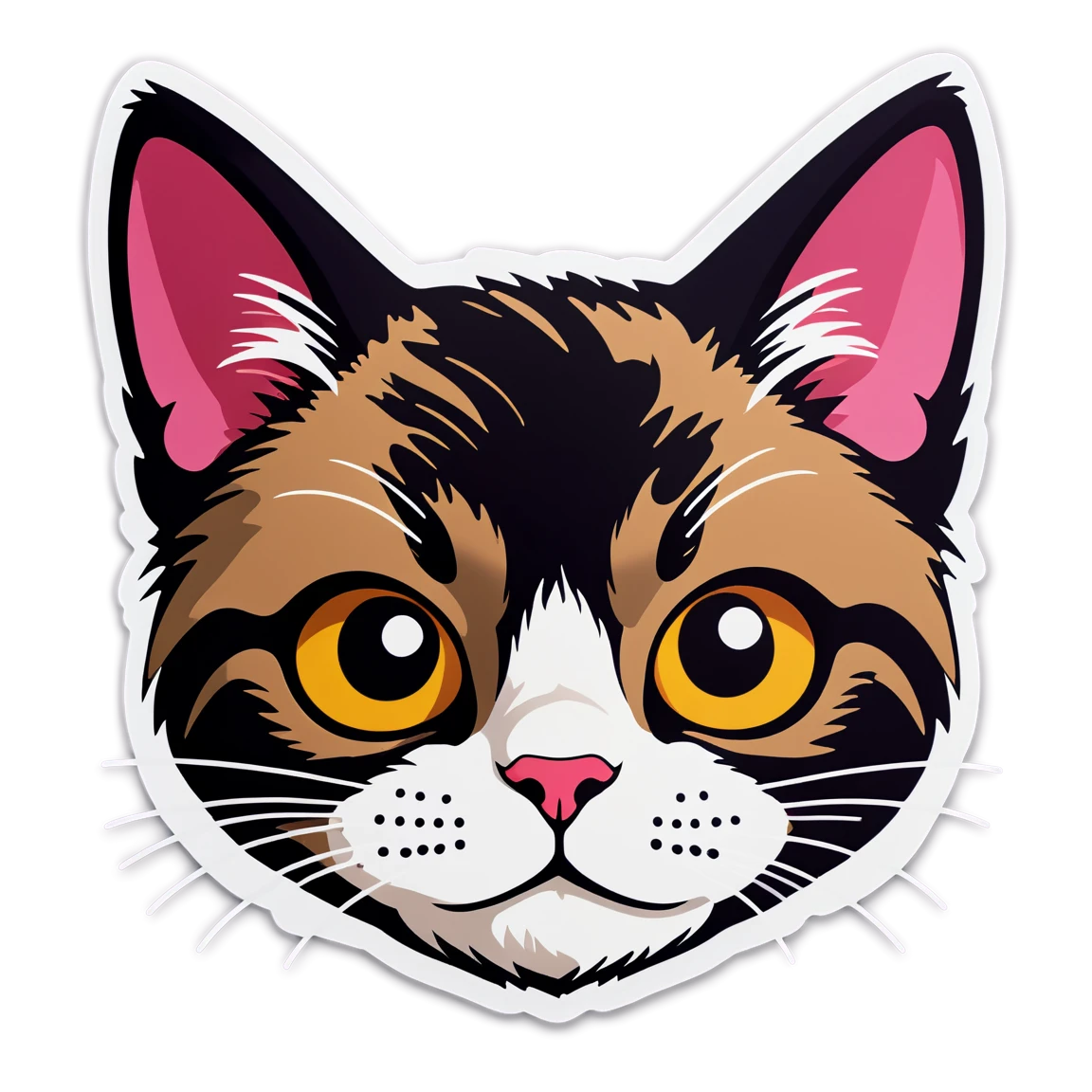 Brown cat, cat face, cat sticker, cat face sticker