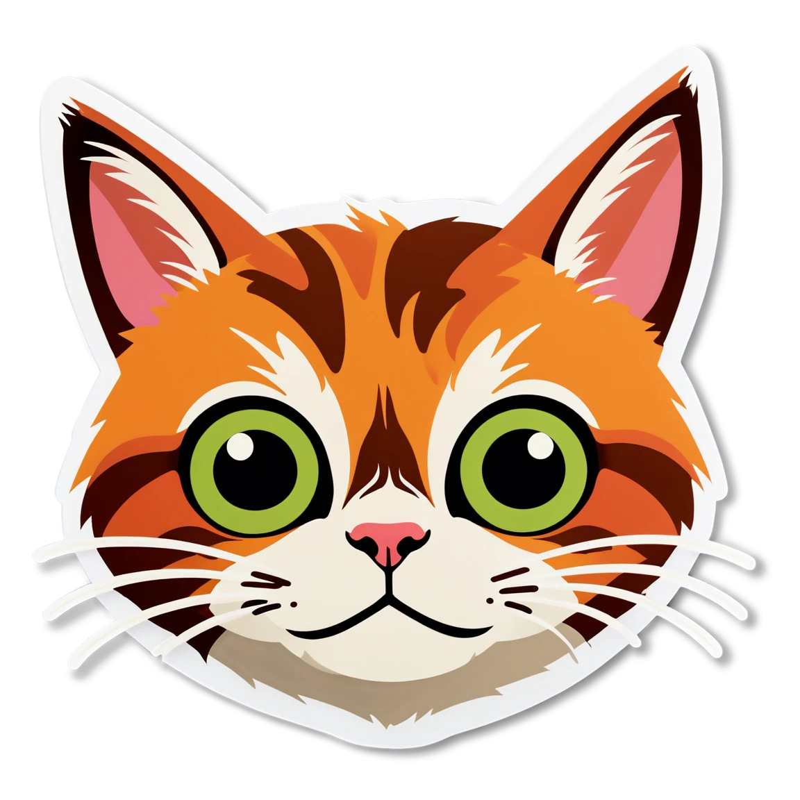 Orange cat, cat face, cat sticker, cat face sticker