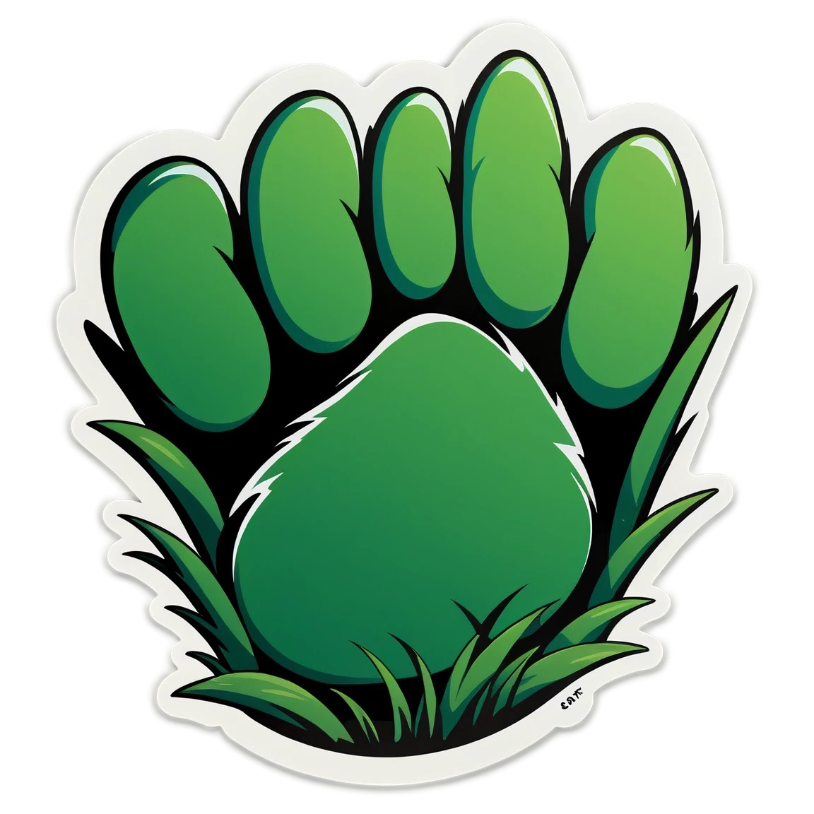 Green paw, paw sticker, cat paw sticker