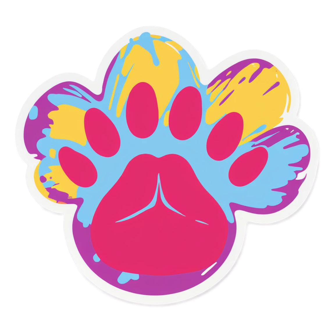 Painting of a cat paw, paw sticker, cat paw sticker