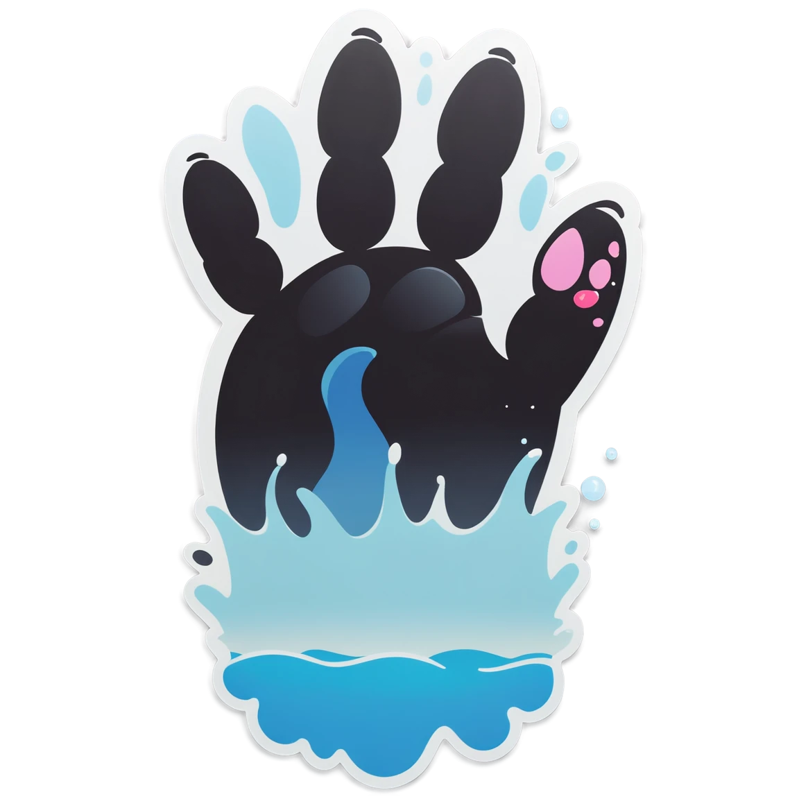 Water paw, paw sticker, cat paw sticker