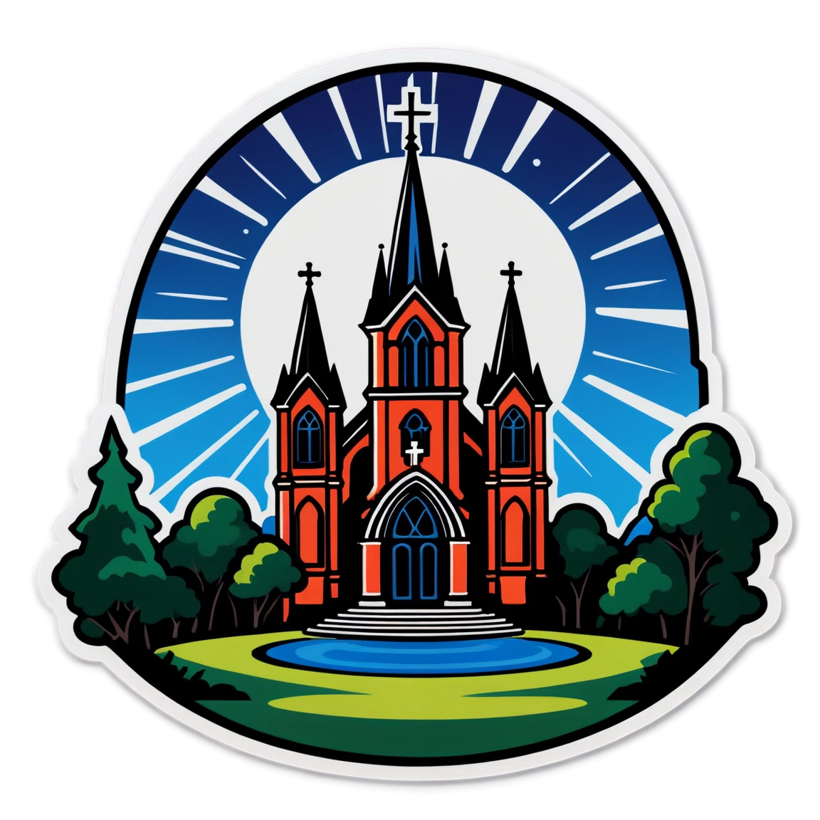 Catholic with a church, holy place sticker, Catholic sticker