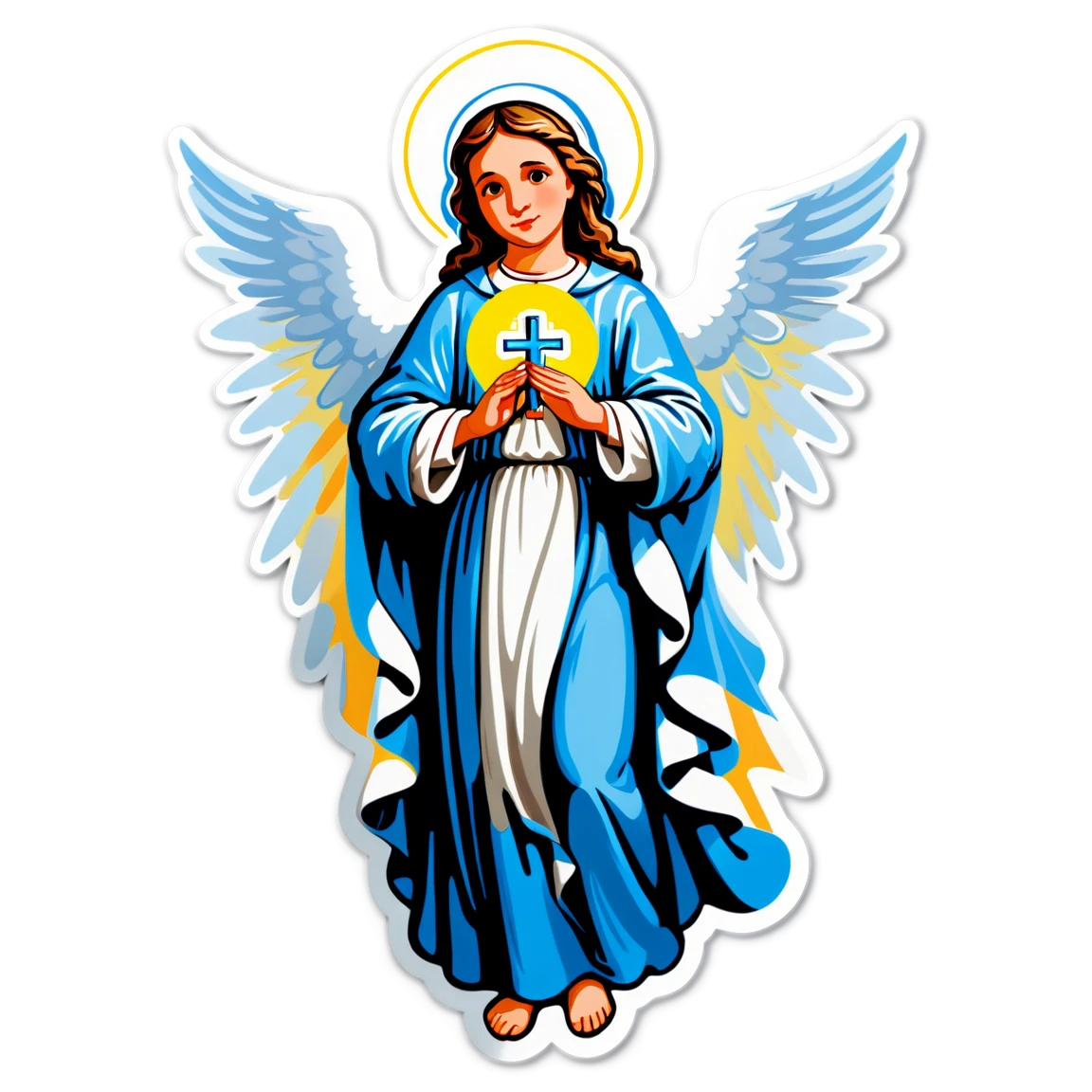 Catholic with an angel, holy sticker, Catholic sticker