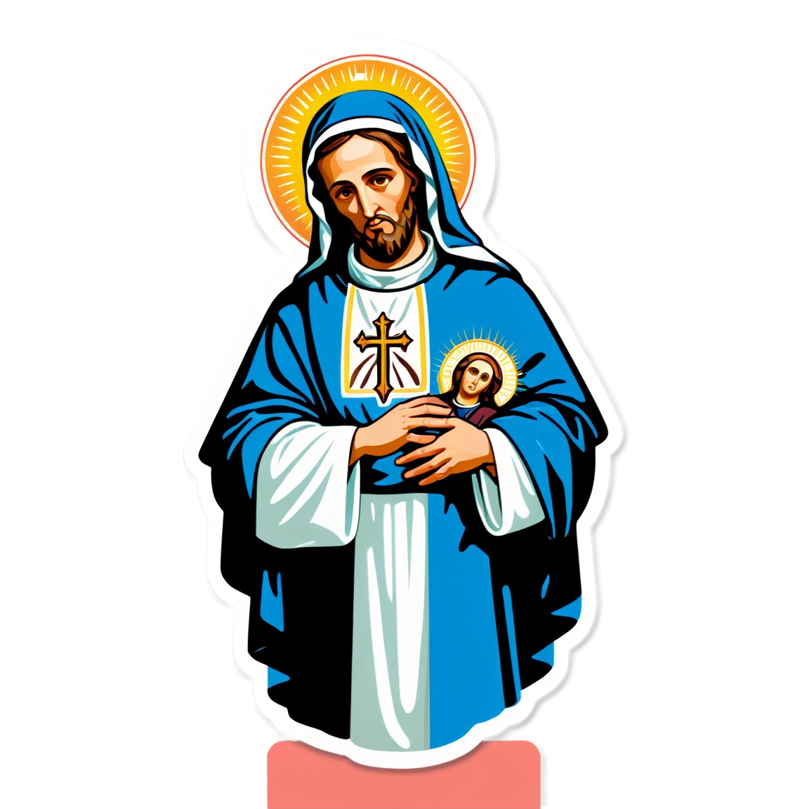 Catholic with a saint, devotion sticker, Catholic sticker