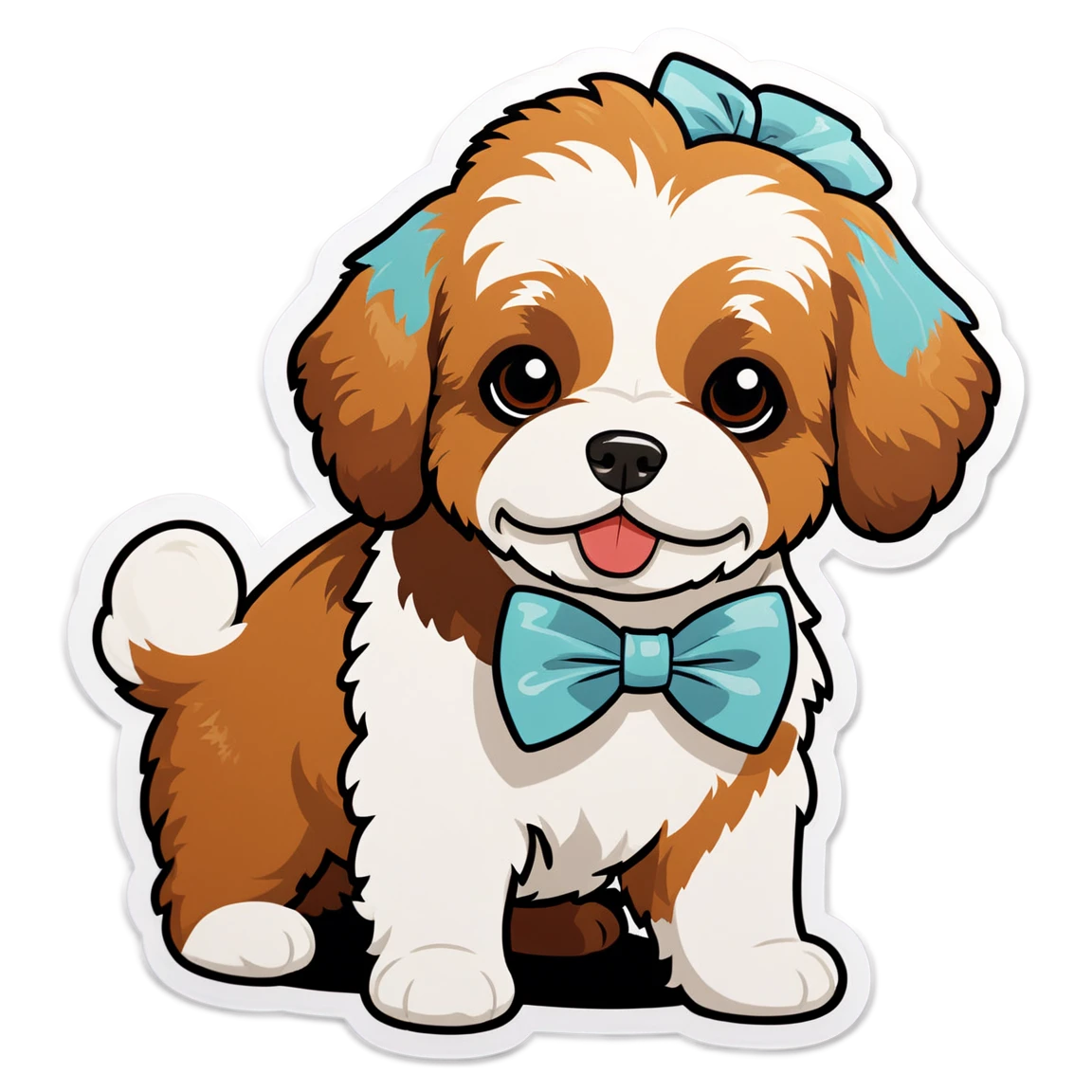 Cavapoo with bow tie, dog sticker, Cavapoo sticker