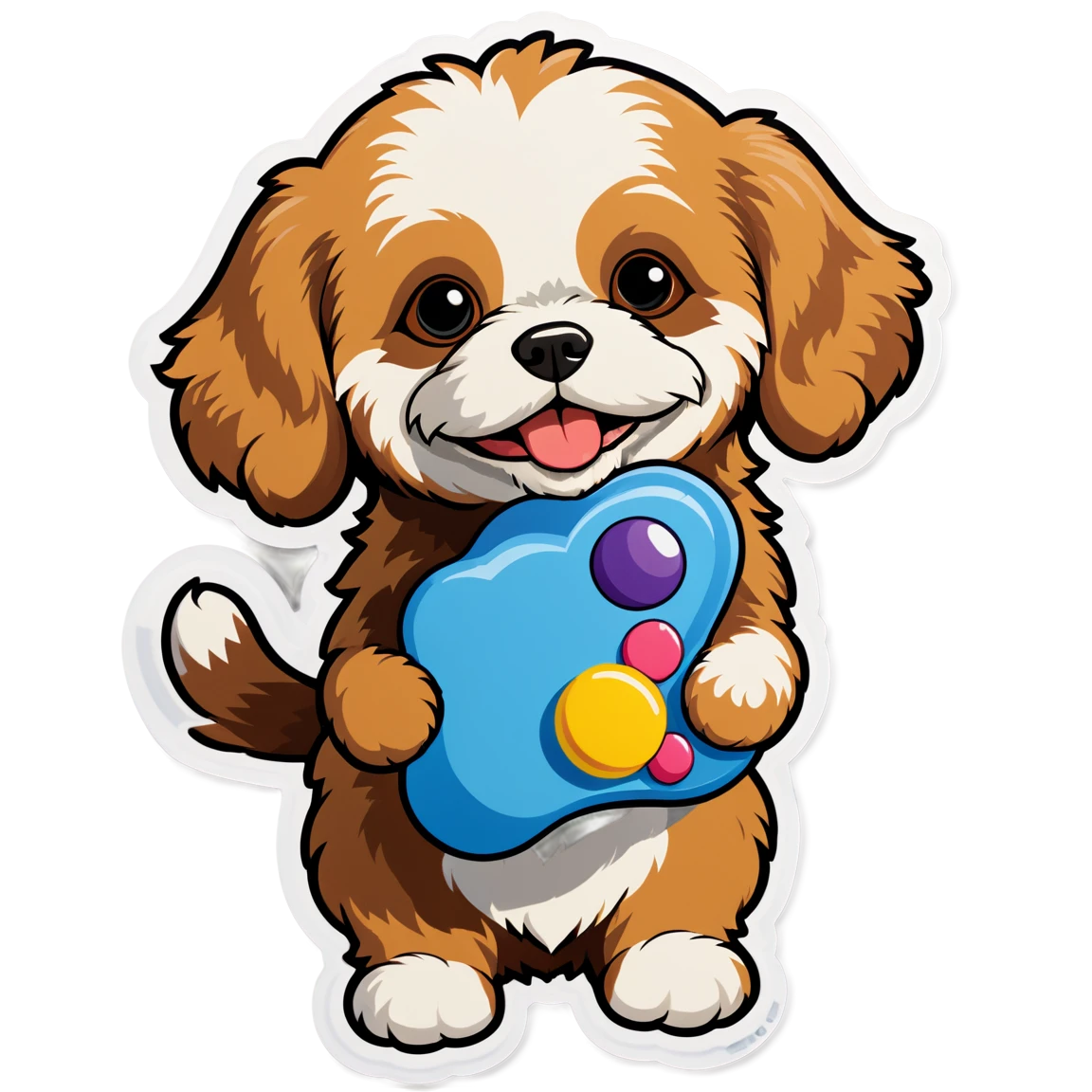 Cavapoo playing with toys, dog sticker, Cavapoo sticker