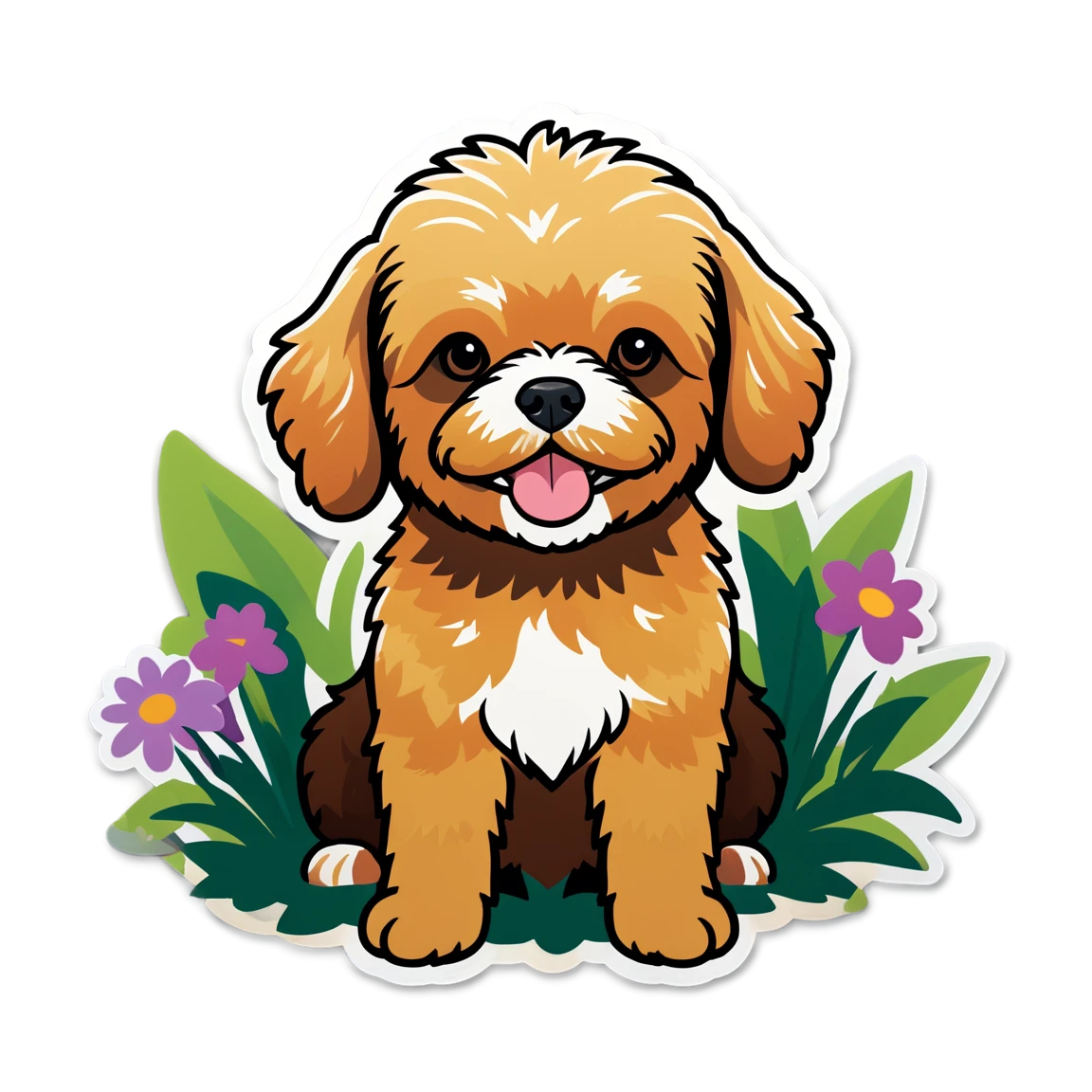 Cavapoo in garden, dog sticker, Cavapoo sticker