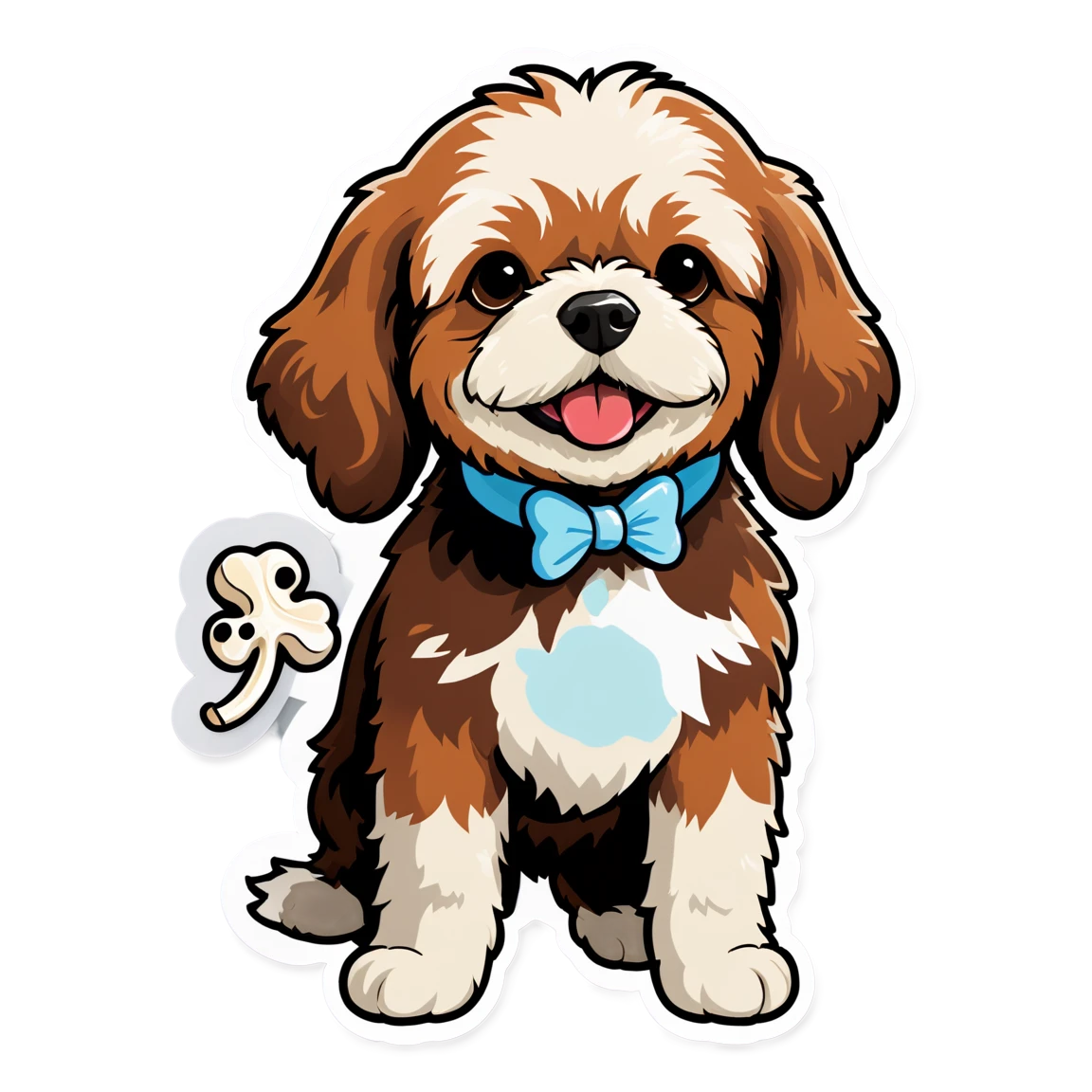 Cavapoo with bone, dog sticker, Cavapoo sticker