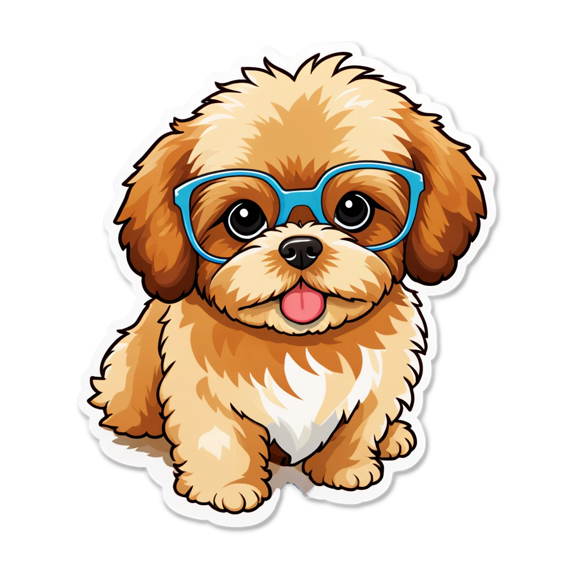 Cavapoo wearing glasses, dog sticker, Cavapoo sticker