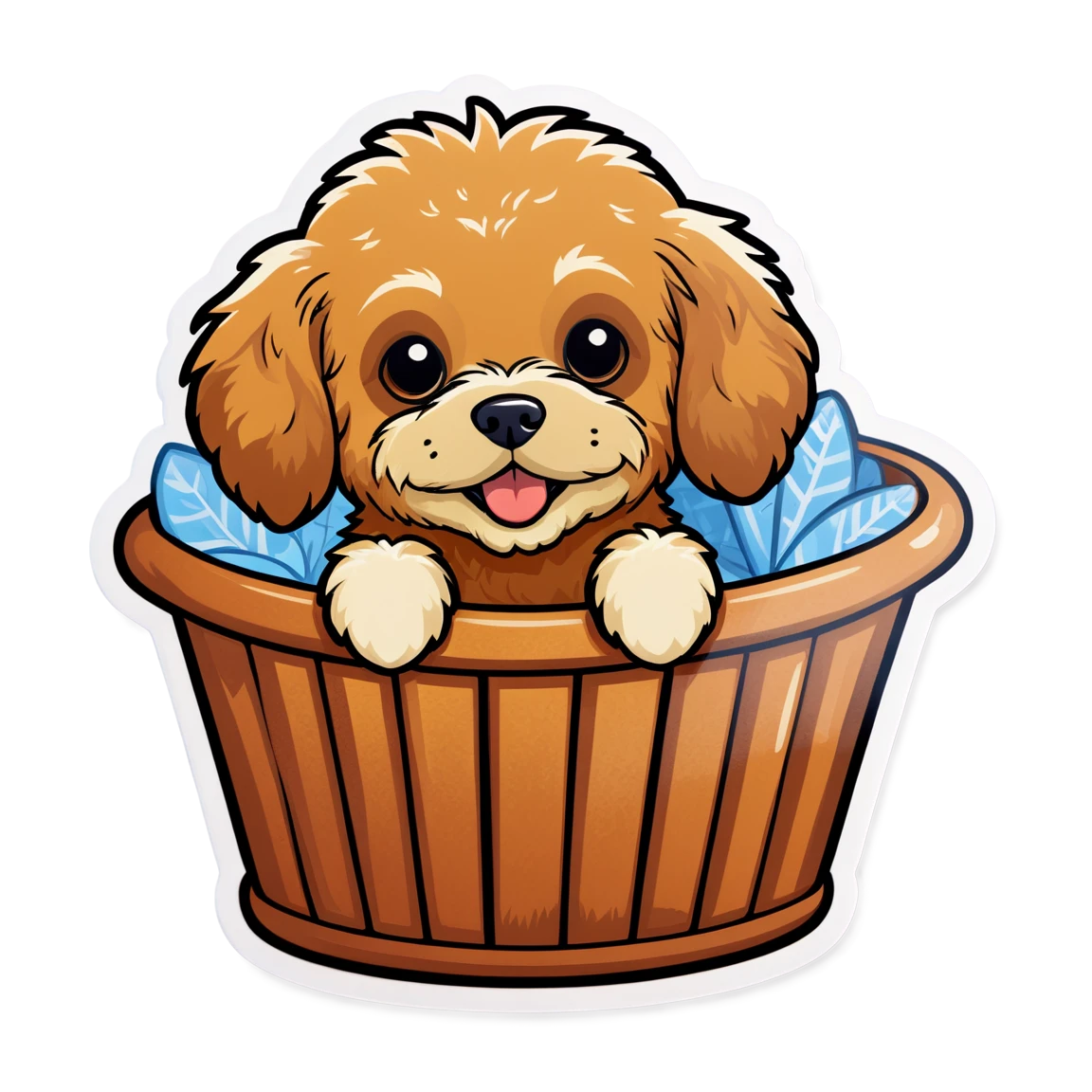 Cavapoo in basket, dog sticker, Cavapoo sticker