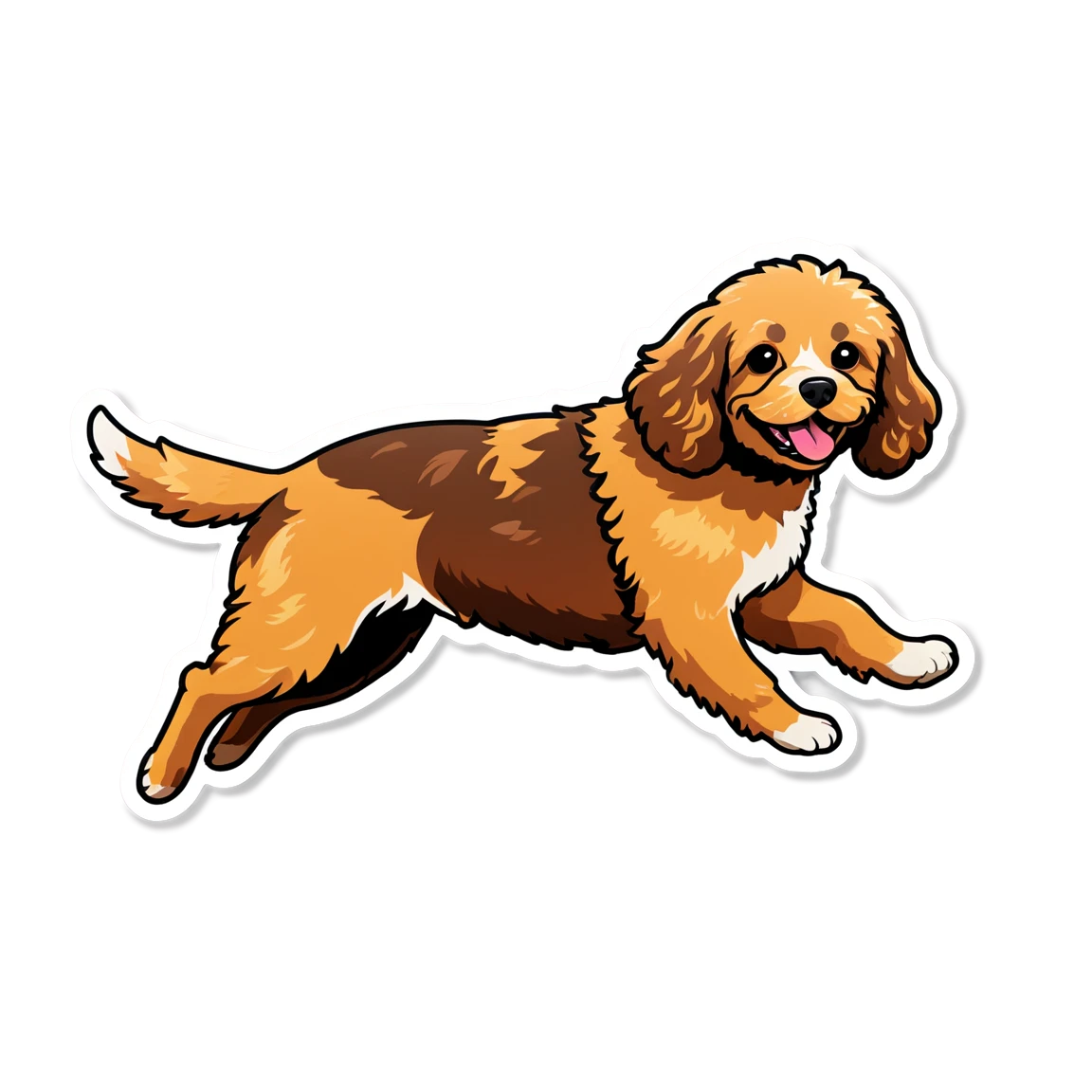 Cavapoo running, dog sticker, Cavapoo sticker