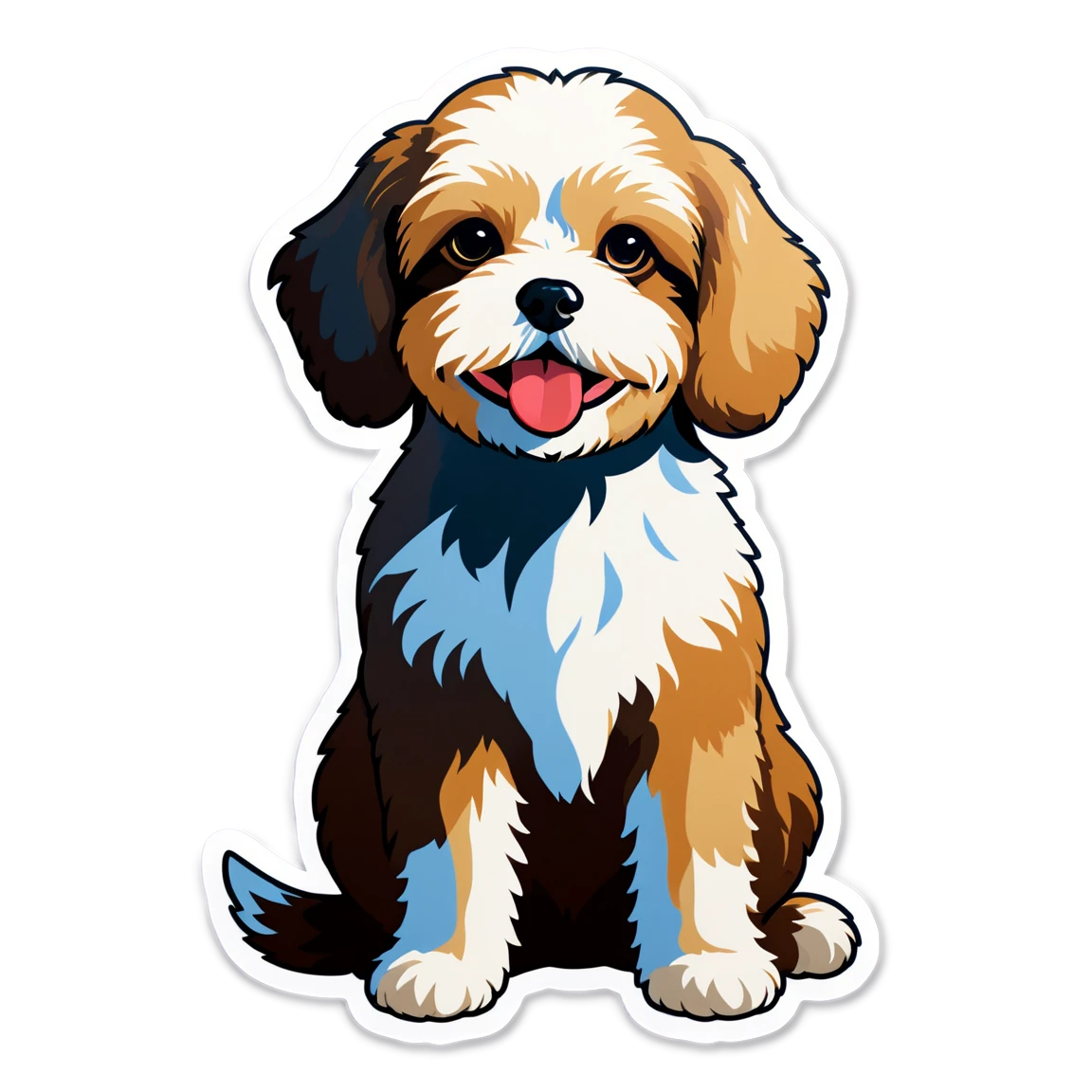 Cavapoo sitting, dog sticker, Cavapoo sticker