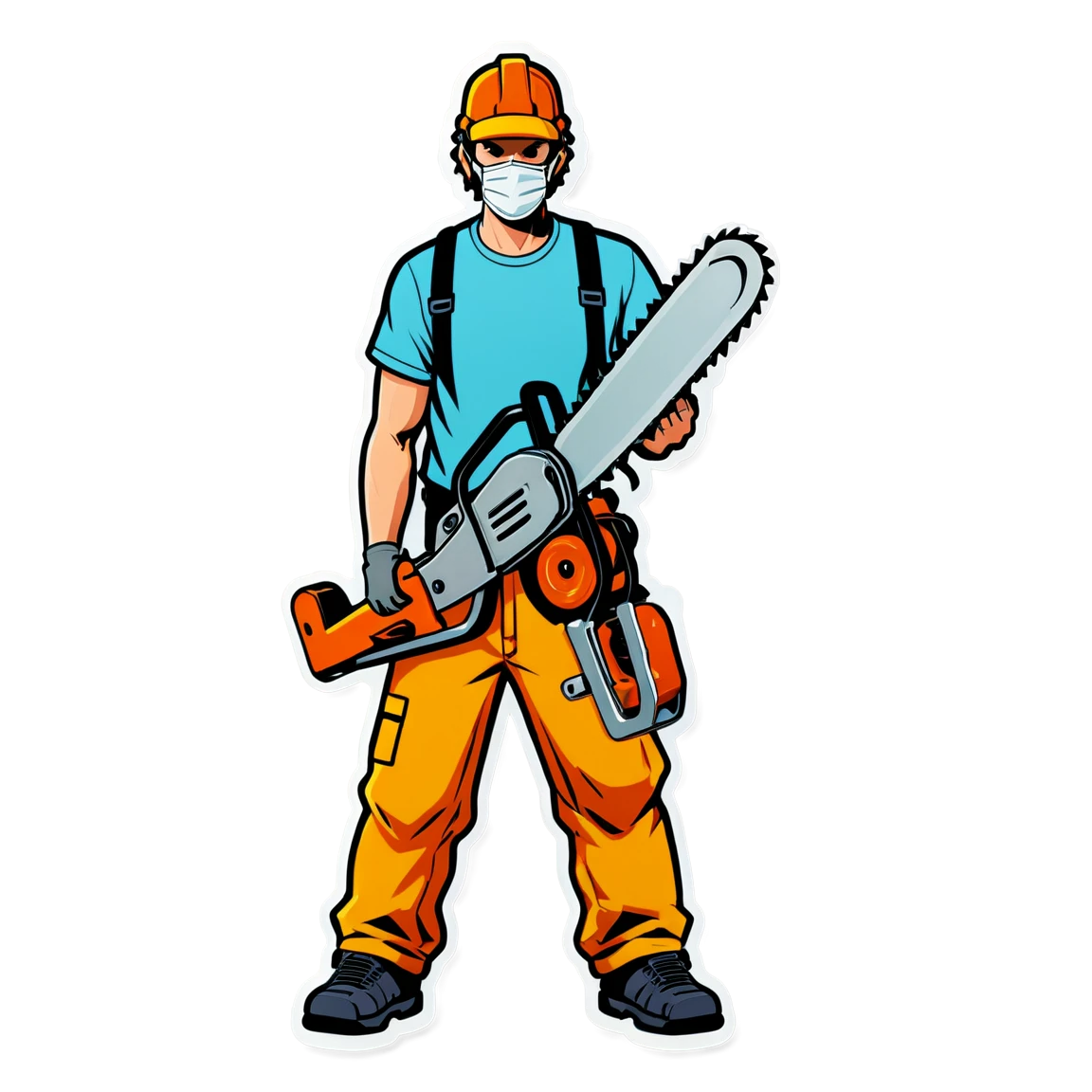 Chainsaw Man holding weapon, Chainsaw Man sticker