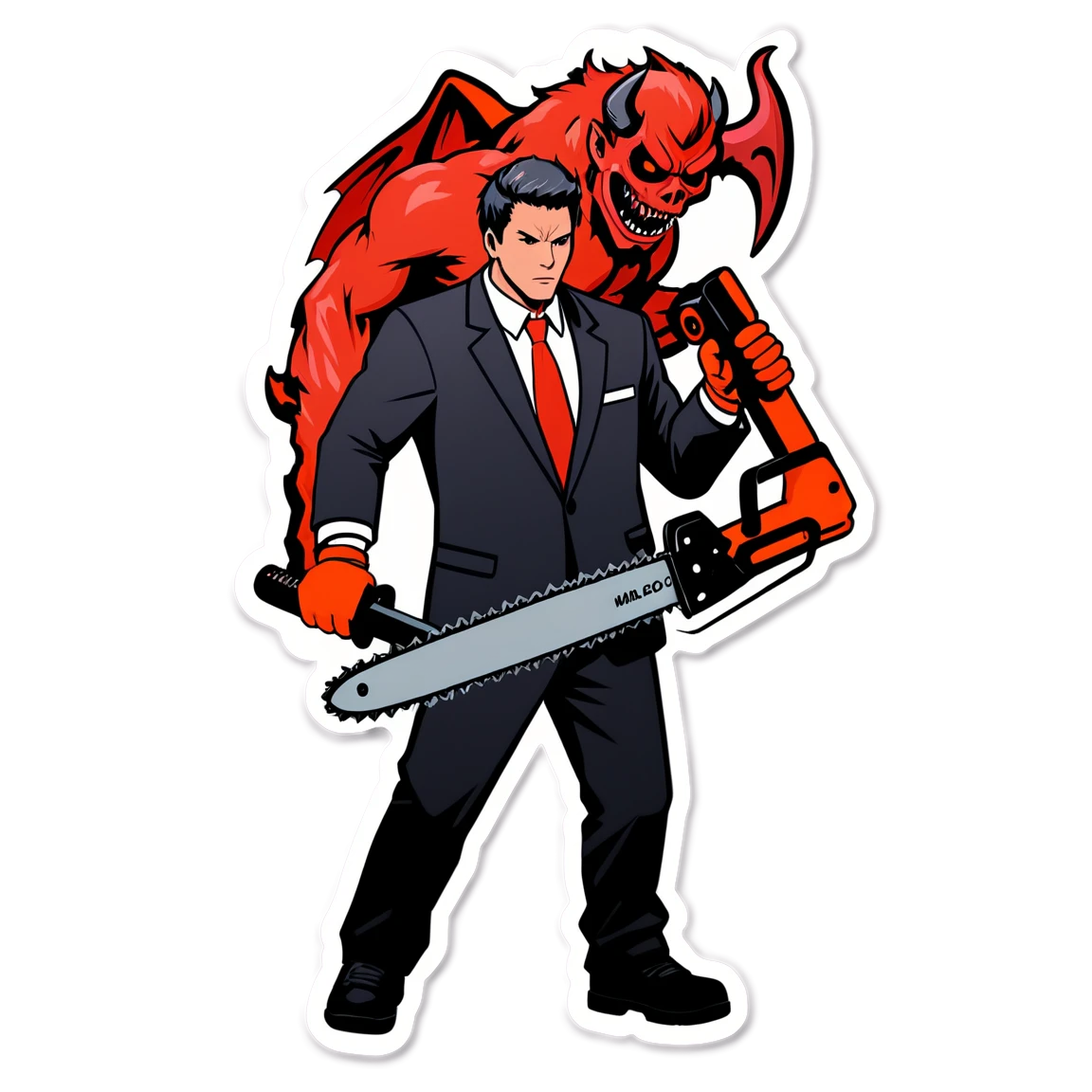 Chainsaw Man with devil, Chainsaw Man sticker