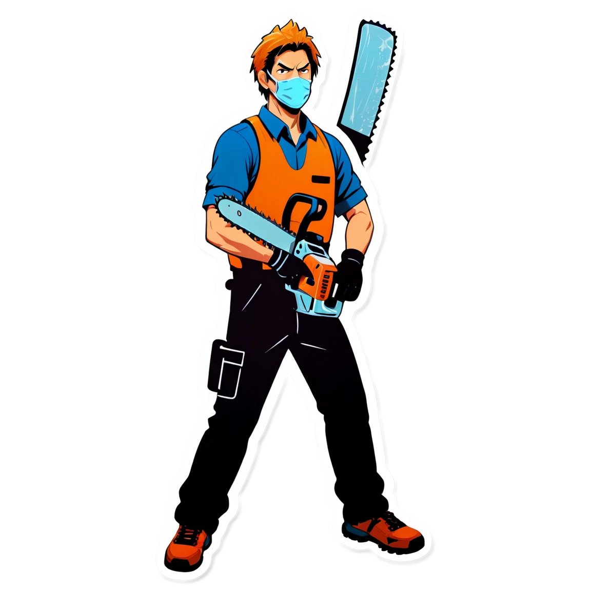 Chainsaw Man dramatic pose, Chainsaw Man sticker