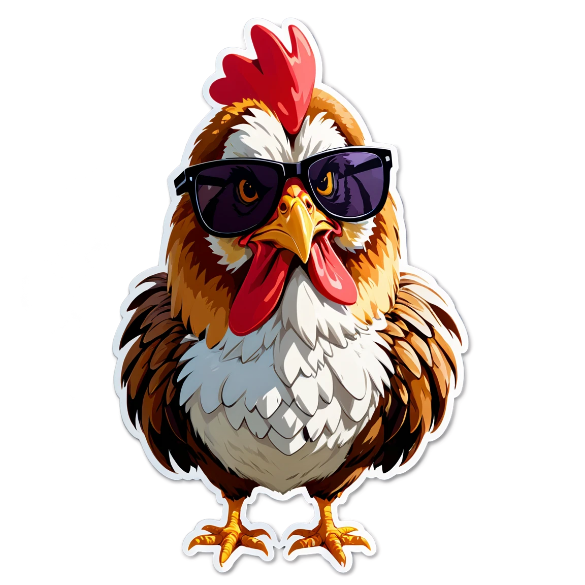 Chicken, wearing sunglasses, chicken sticker