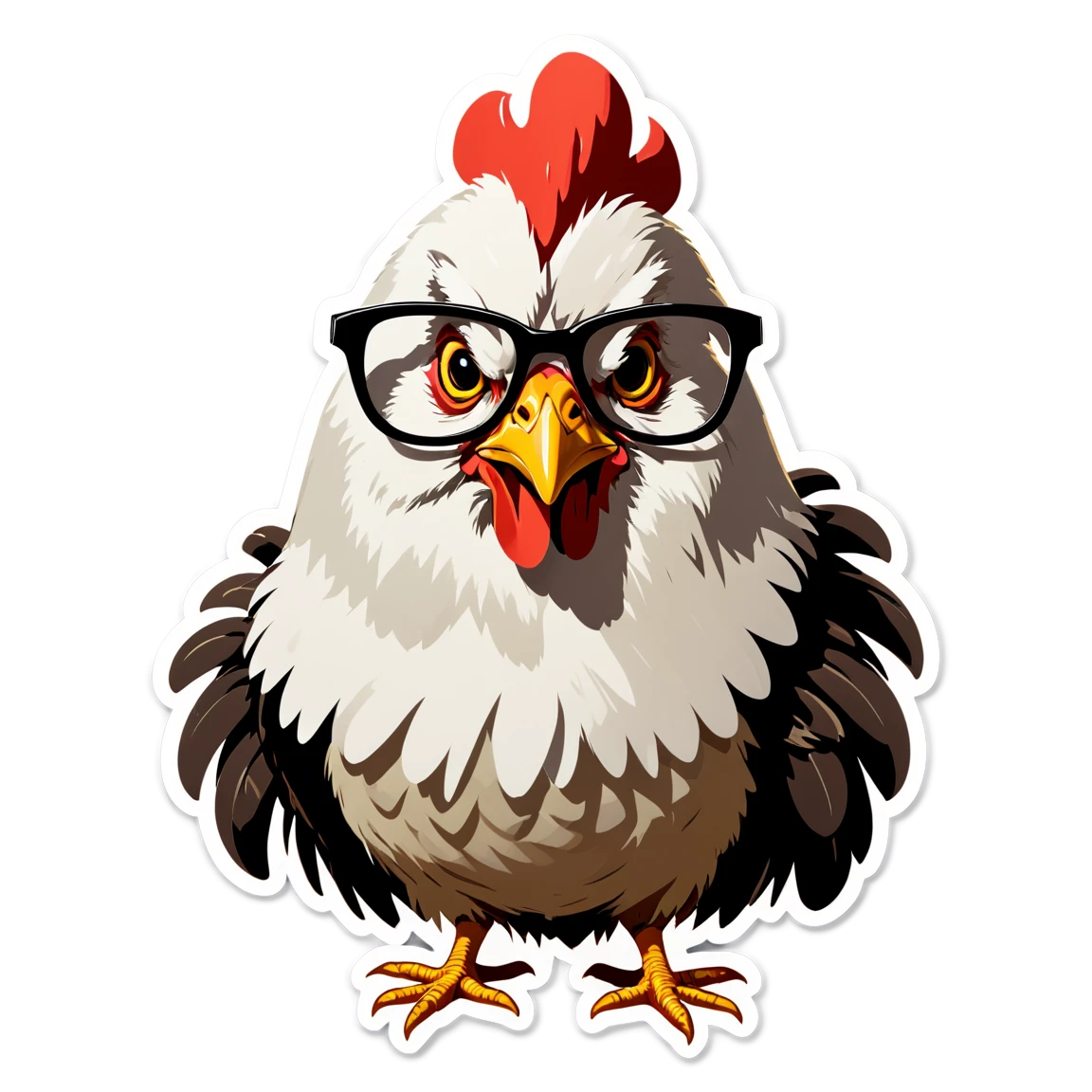 Chicken, wearing glasses, chicken sticker