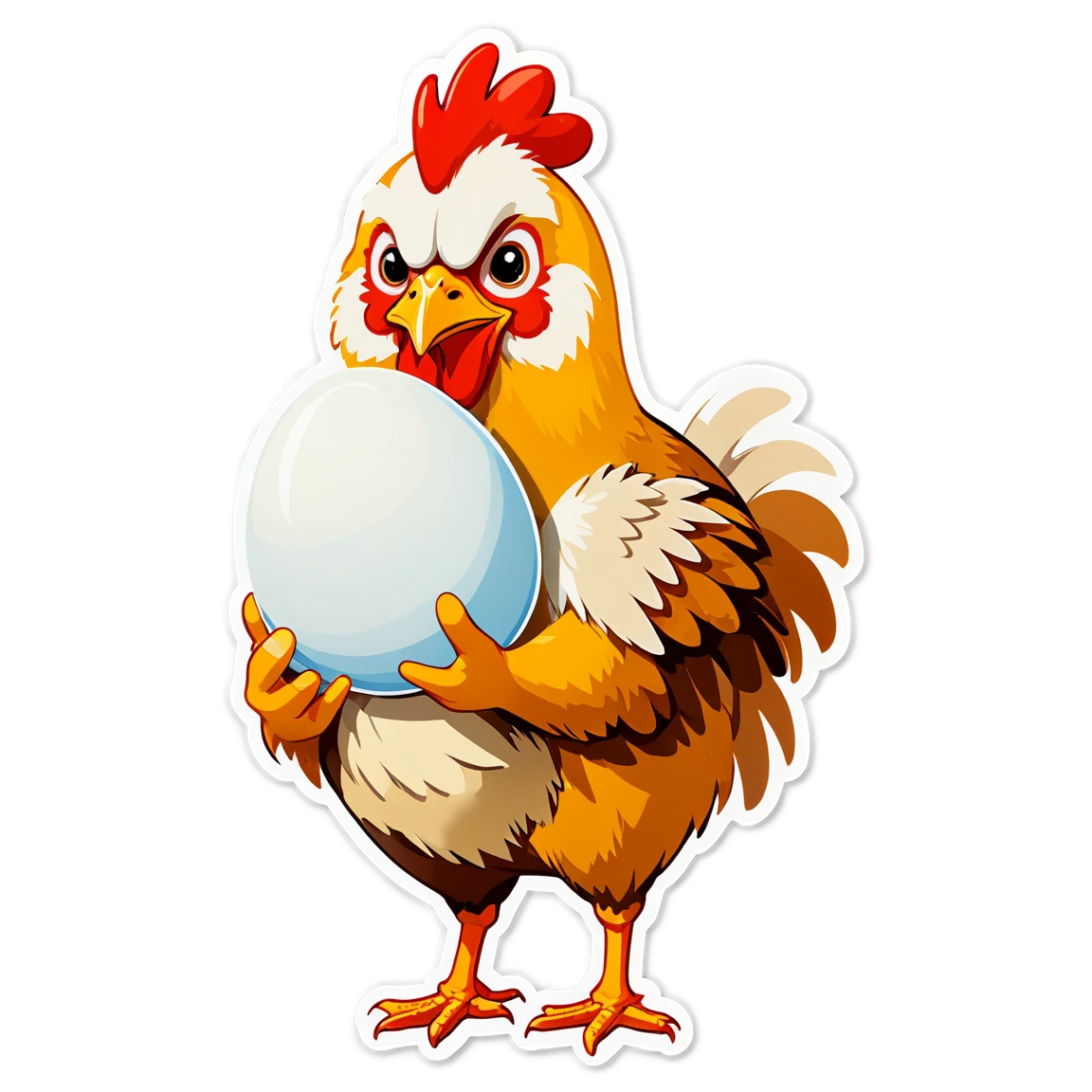 Chicken, holding an egg, chicken sticker