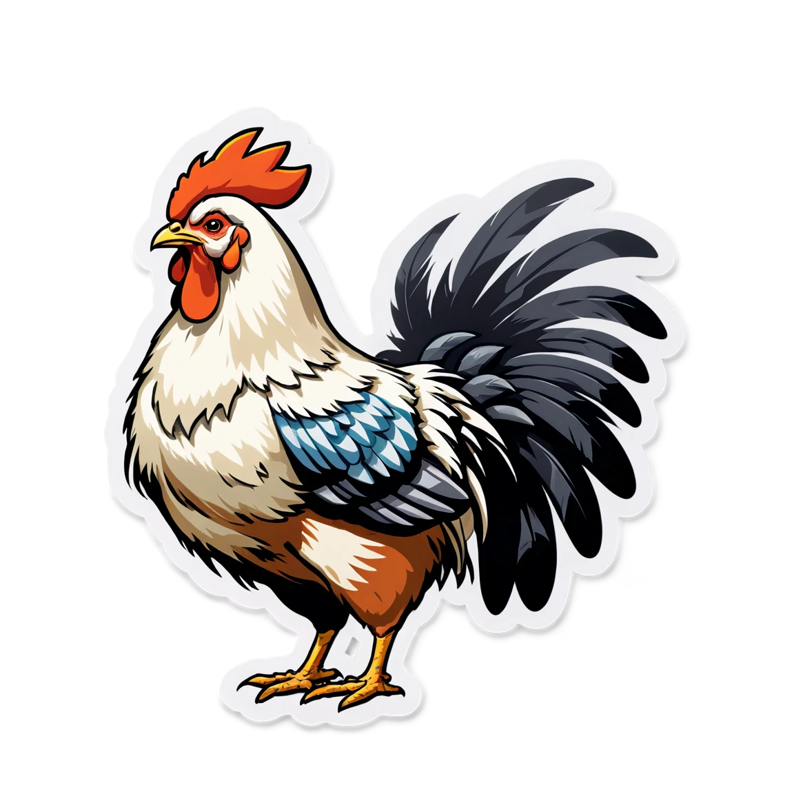 Chicken, with feathers, chicken sticker