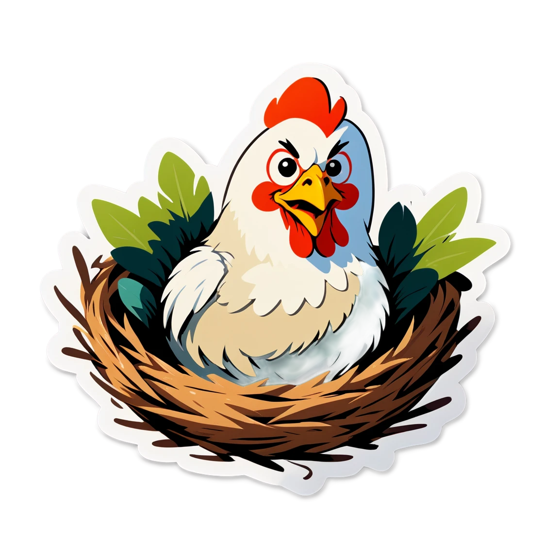 Chicken, in a nest, chicken sticker