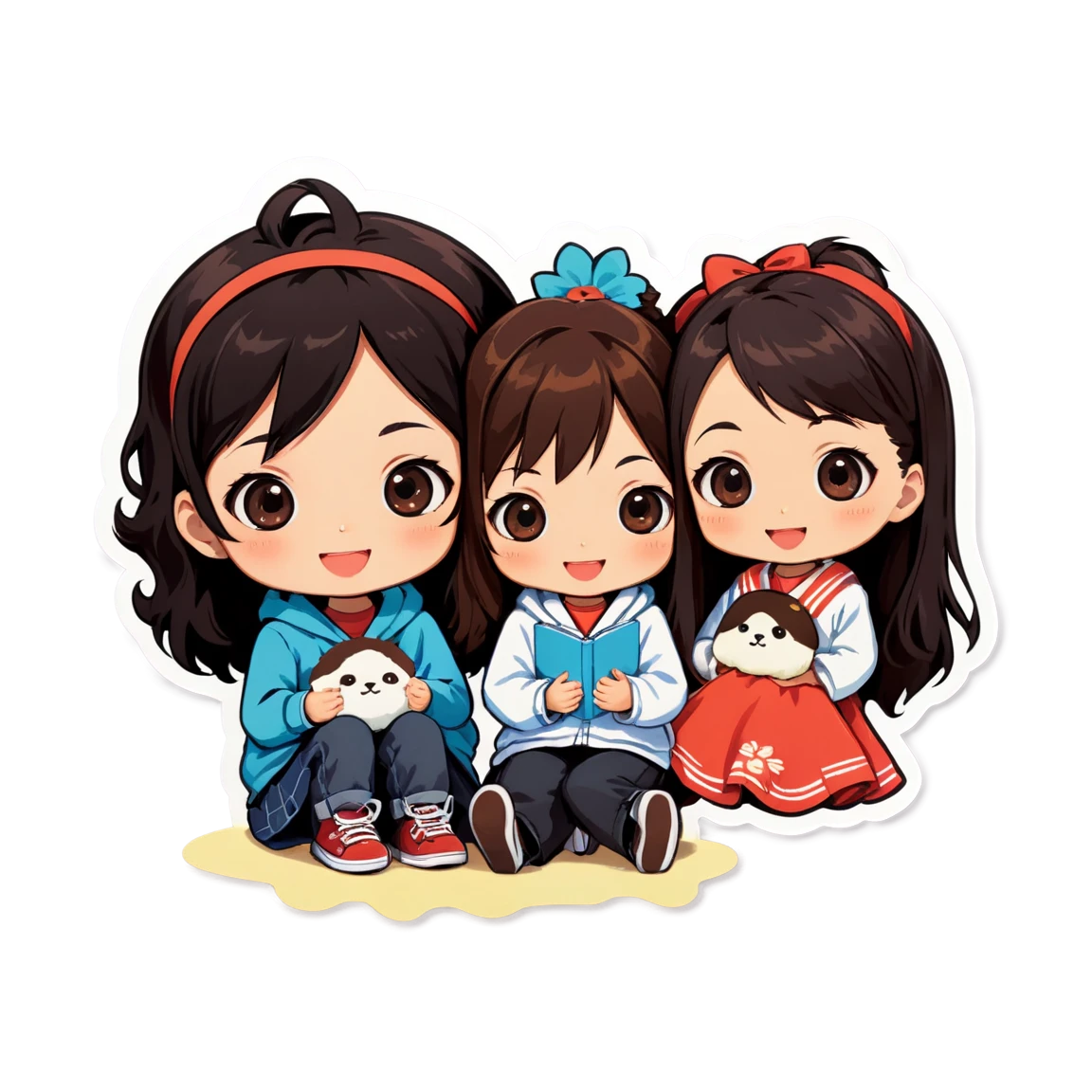 Chiikawa with friends, cute sticker, Chiikawa sticker