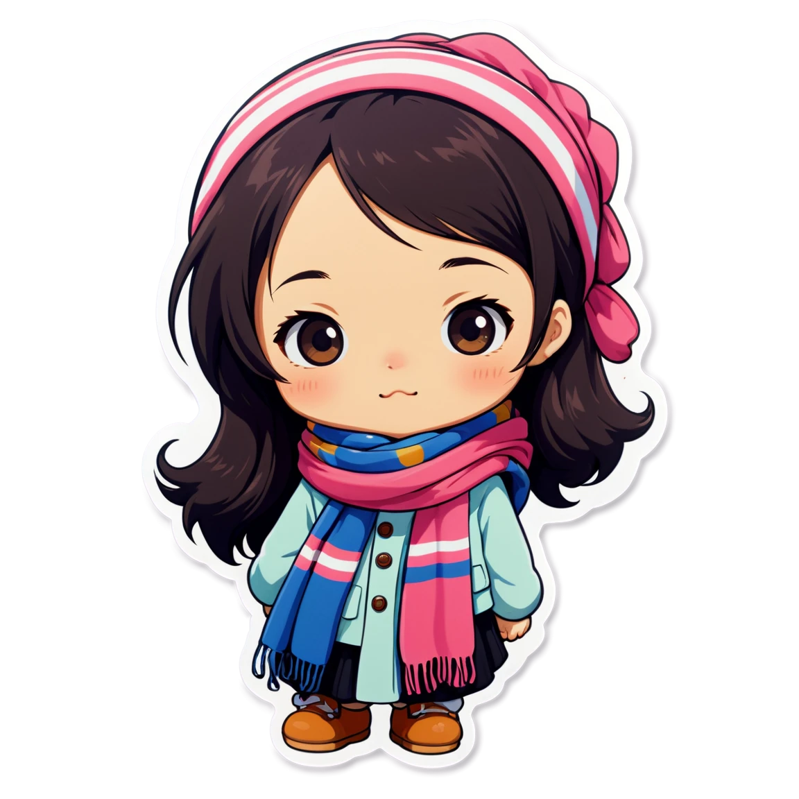 Chiikawa wearing scarf, cute sticker, Chiikawa sticker