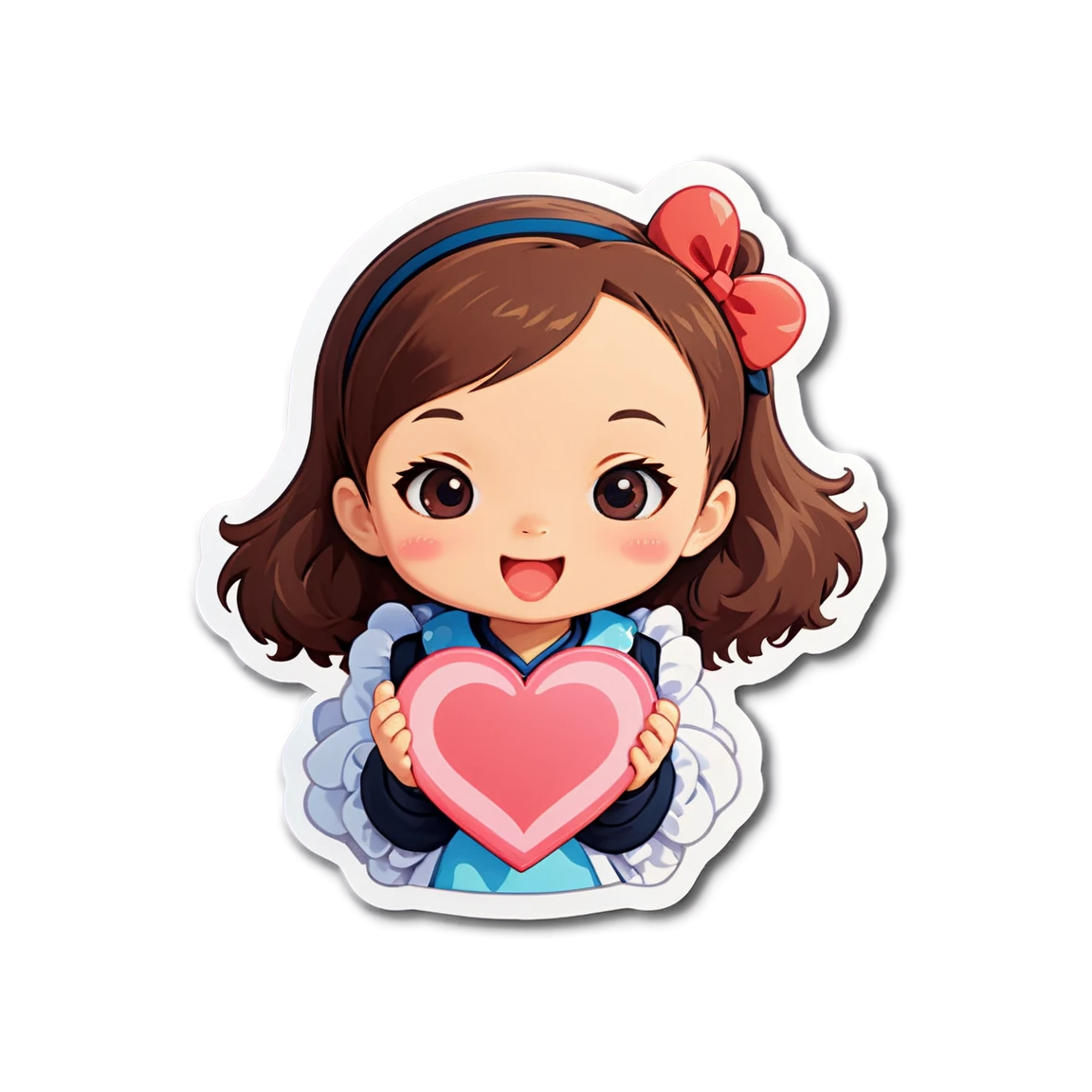 Chiikawa with heart, cute sticker, Chiikawa sticker