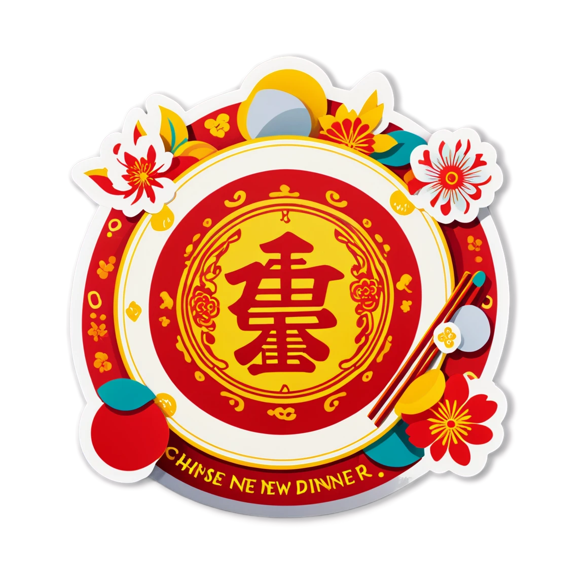 Chinese New Year at reunion dinner, Chinese New Year sticker