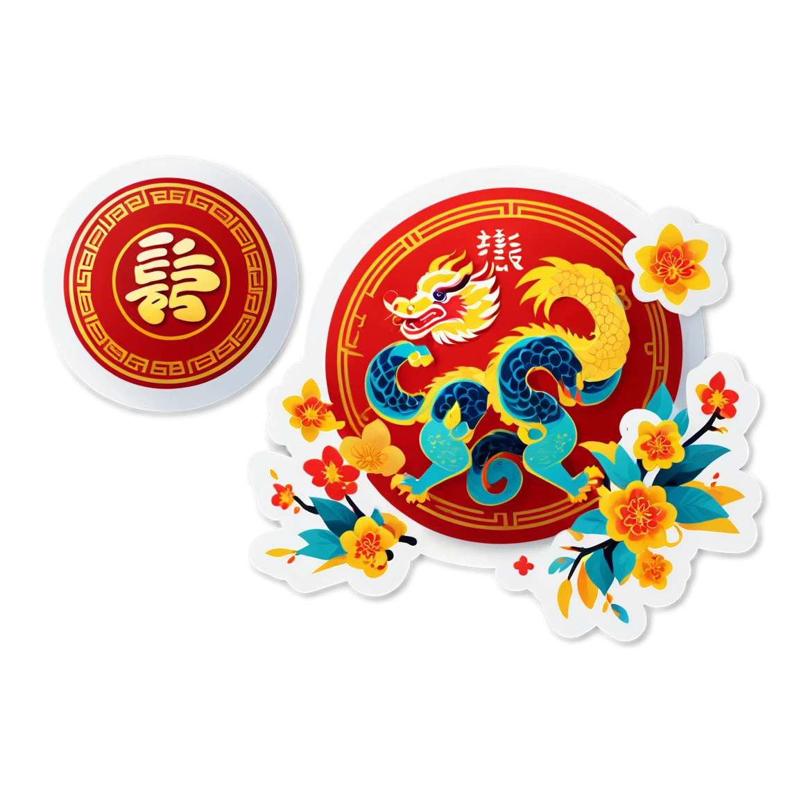 Chinese New Year in festive background, Chinese New Year sticker