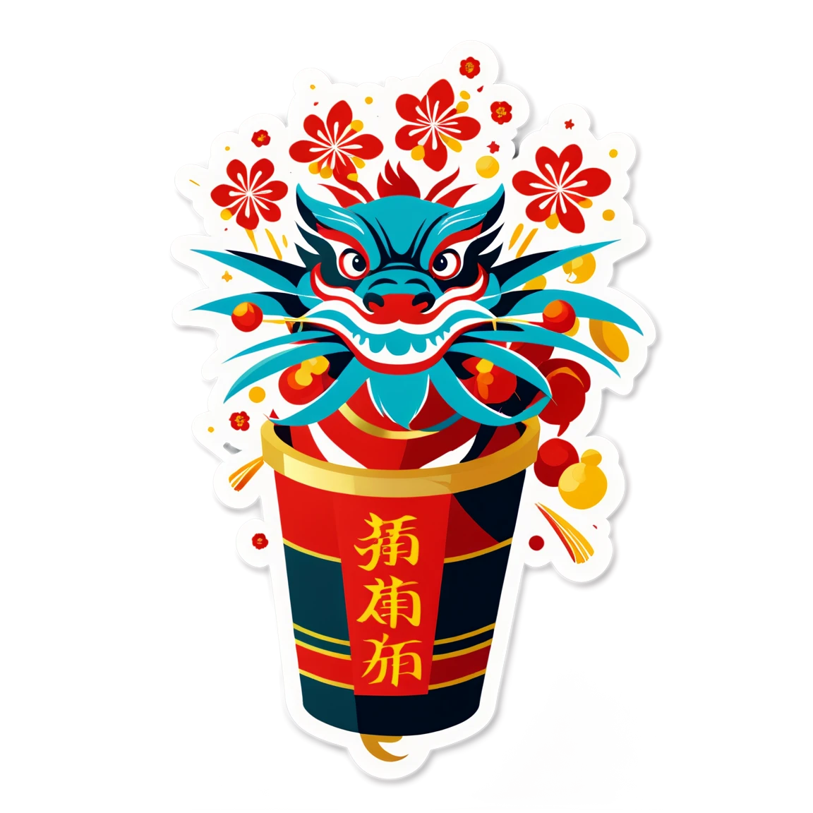 Chinese New Year with firecrackers, Chinese New Year sticker