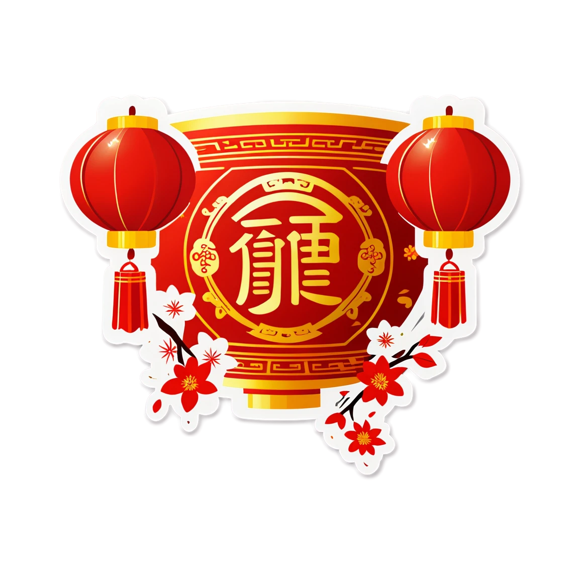 Chinese New Year with lanterns, Chinese New Year sticker