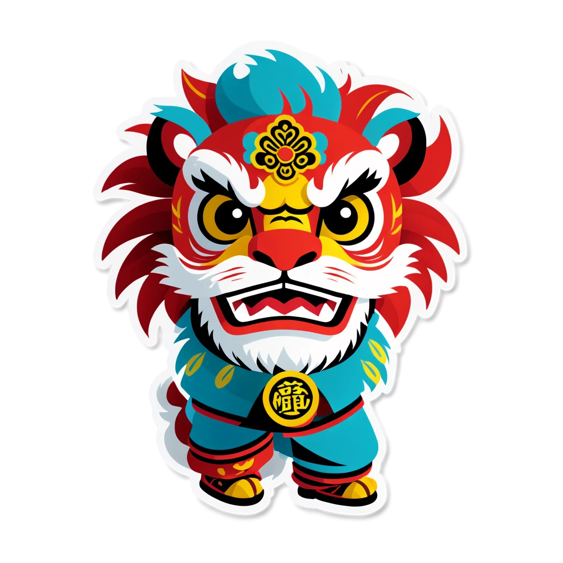 Chinese New Year with lion dance, Chinese New Year sticker