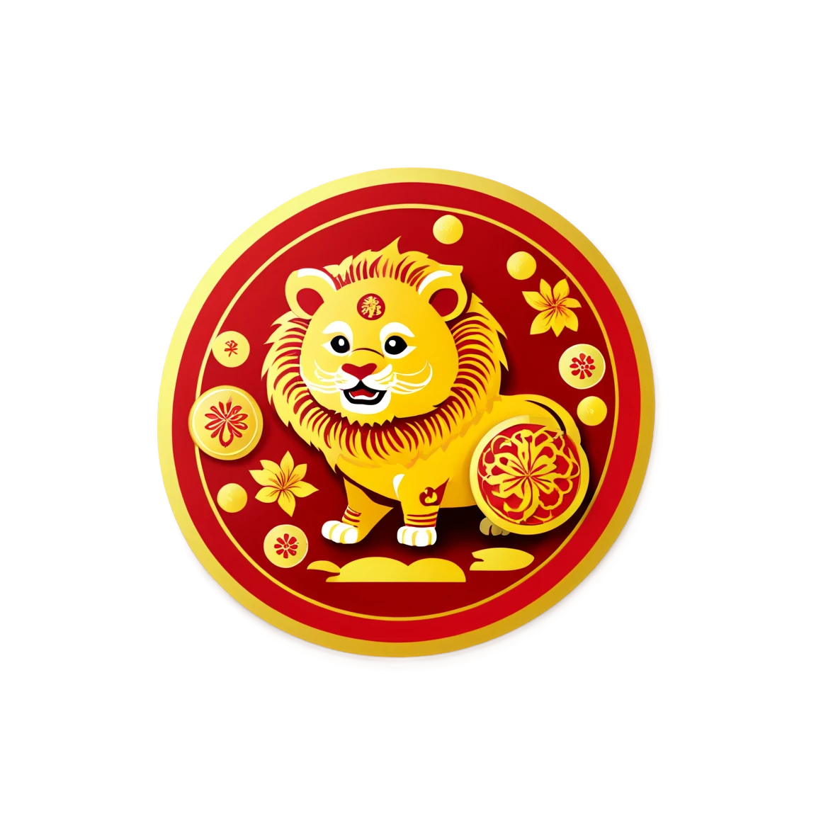 Chinese New Year with lucky coins, Chinese New Year sticker