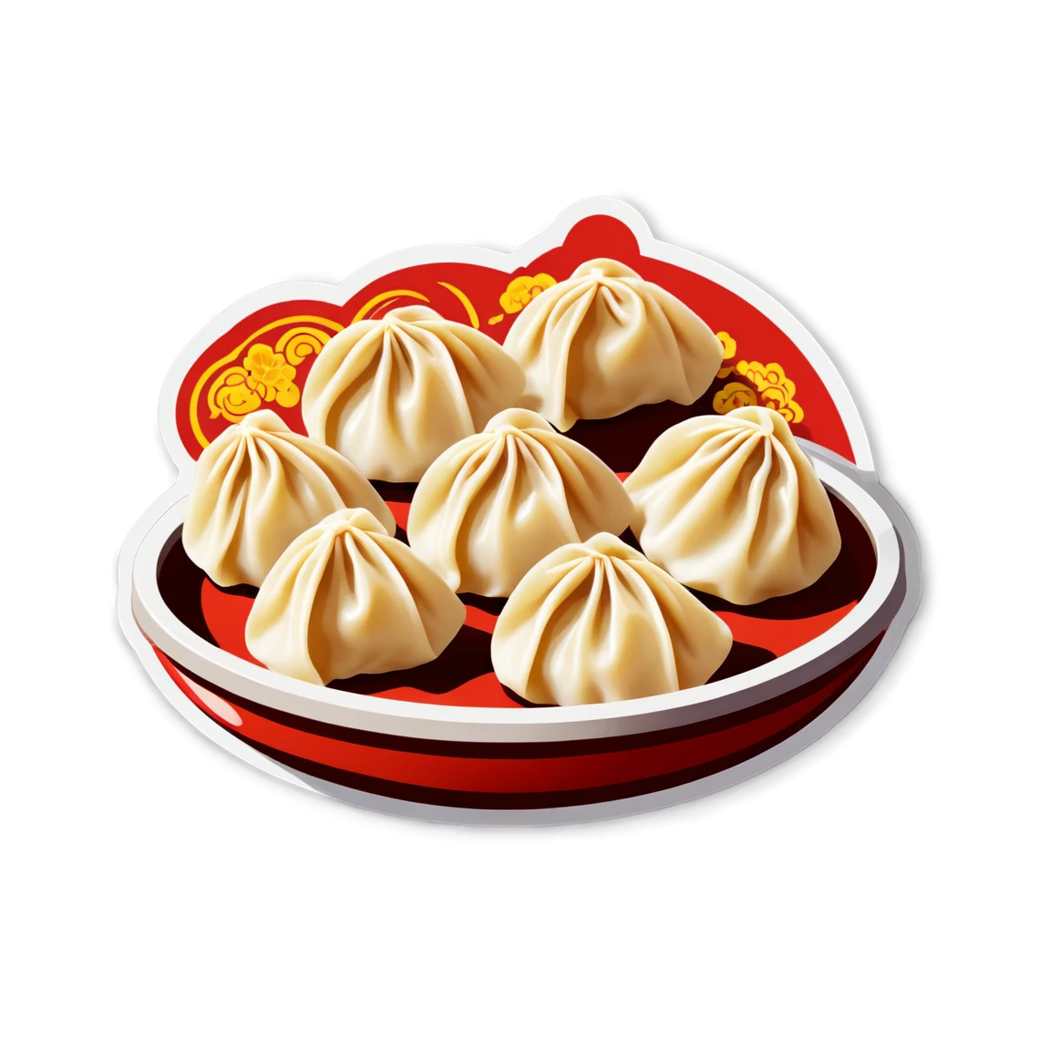 Chinese New Year eating dumplings, Chinese New Year sticker