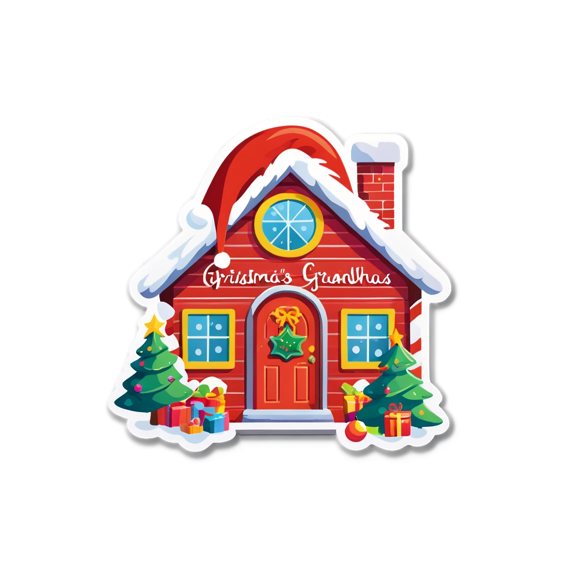 Christmas house, christmas sticker