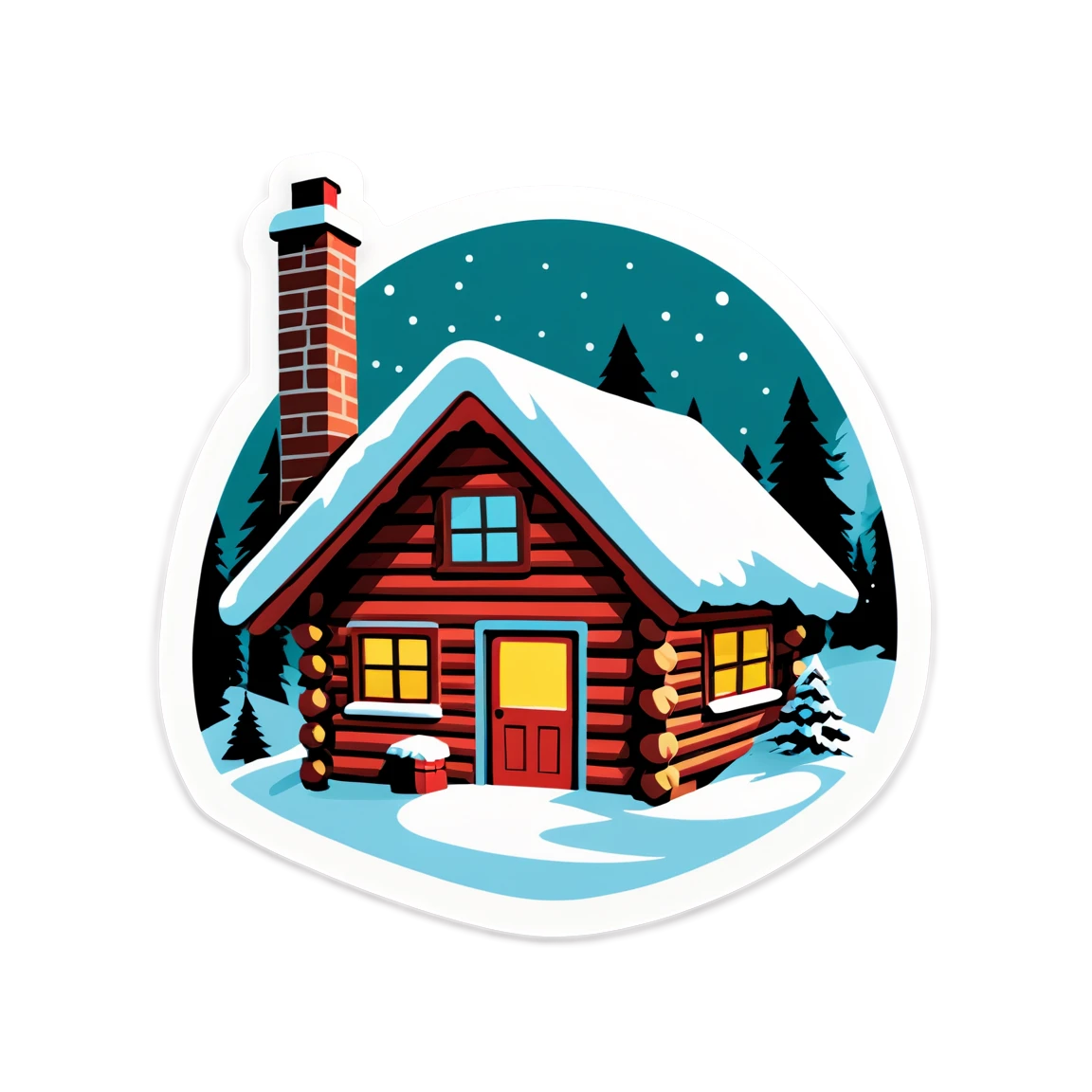 Snowing night, christmas sticker