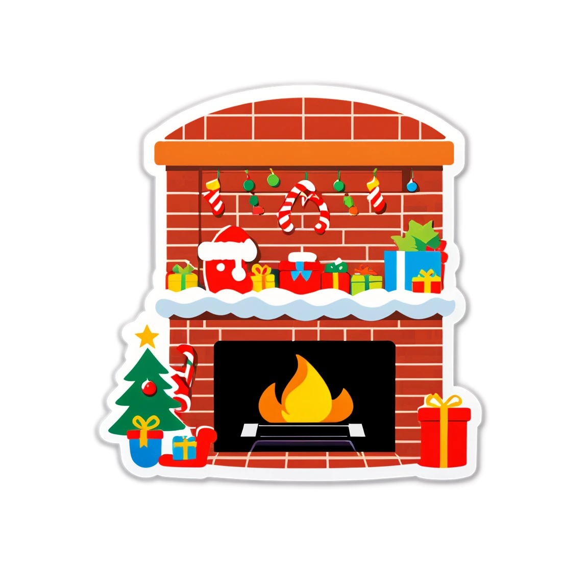 Christmas fireplace, christmas sticker